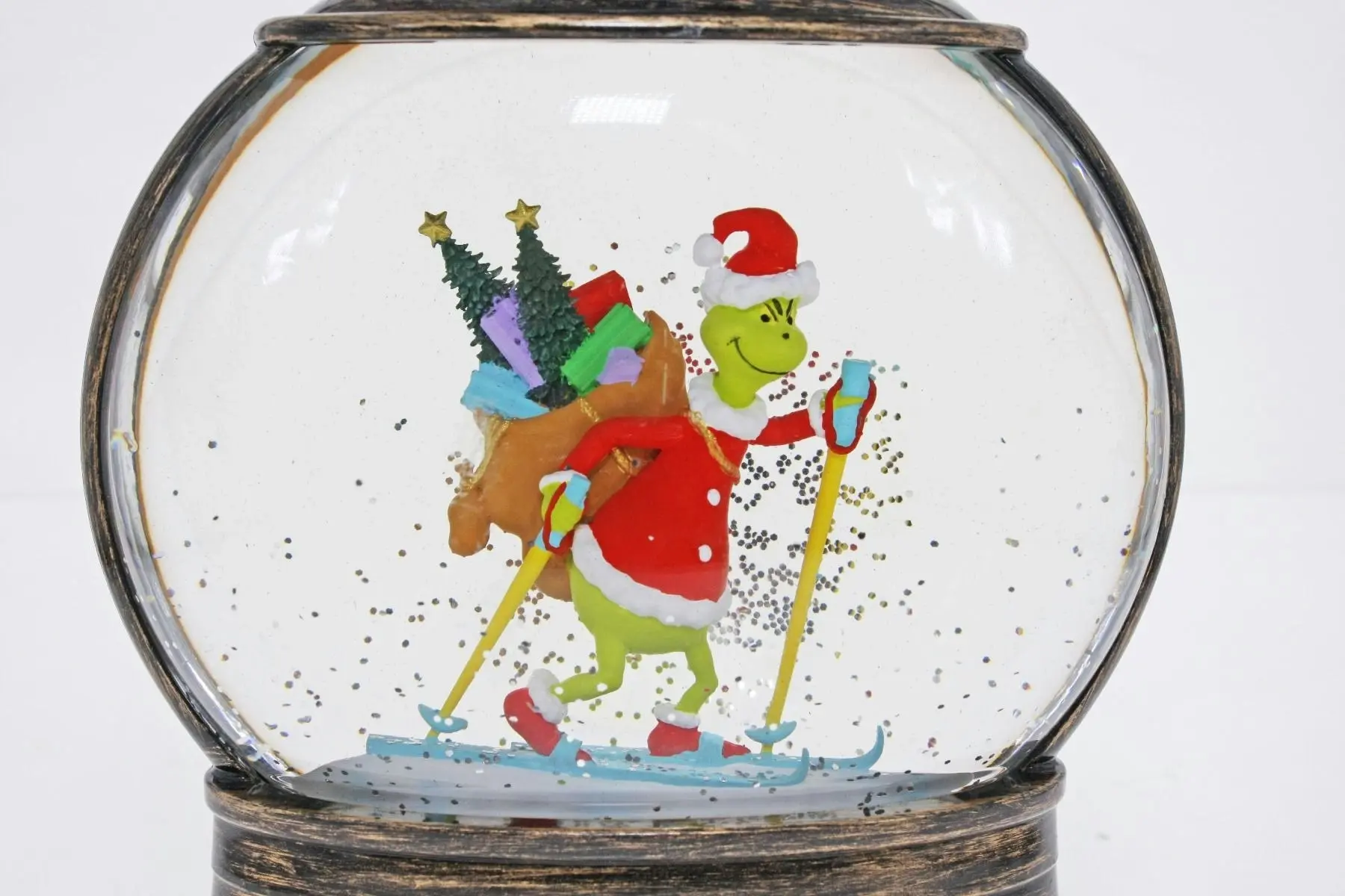 Cotton Candy - Xmas Round Brass Lantern Grinch Skiing - Dr. Seuss