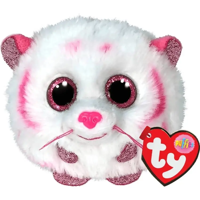 Ty Beanie Balls Puffies - Tabor Pink And White Tiger