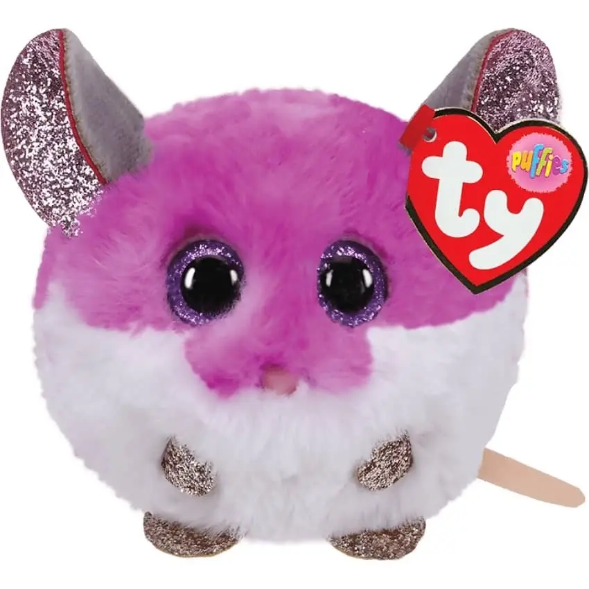 Ty Beanie Balls Puffies - Colby Purple Mouse 10cm