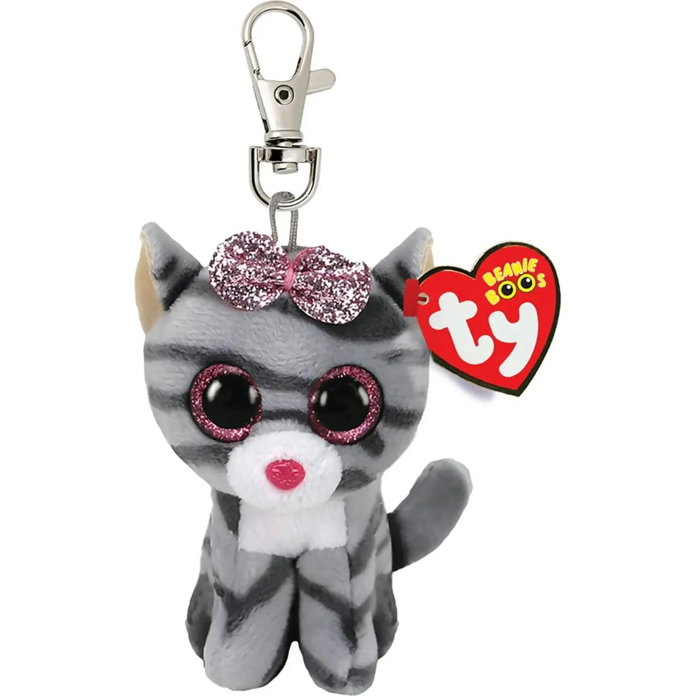 Ty - Beanie Boos Clip - Kiki Grey Striped Cat