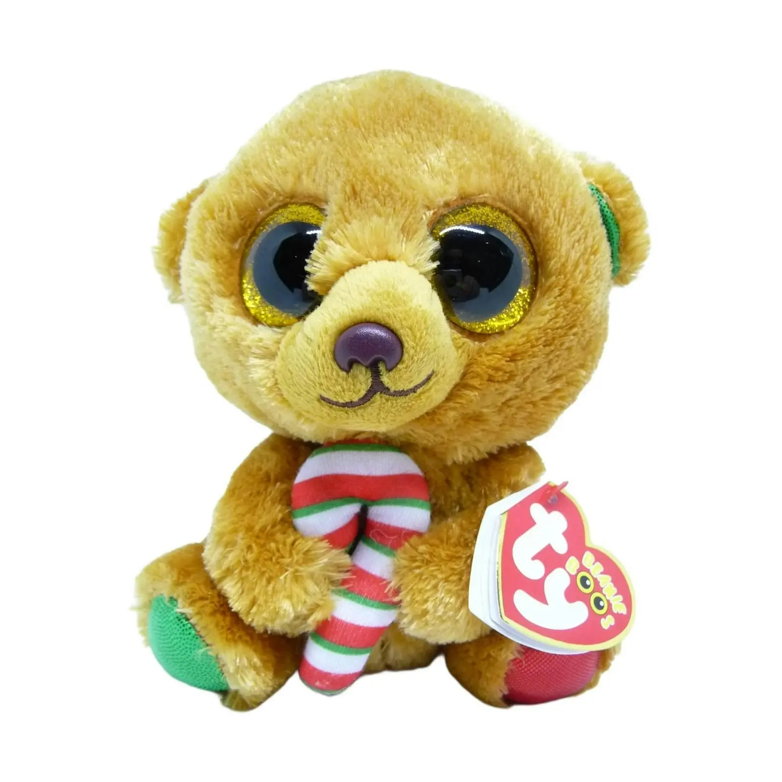 Ty - Beanie Boos - Bella The Xmas Bear With Candy Cane Small 15cm