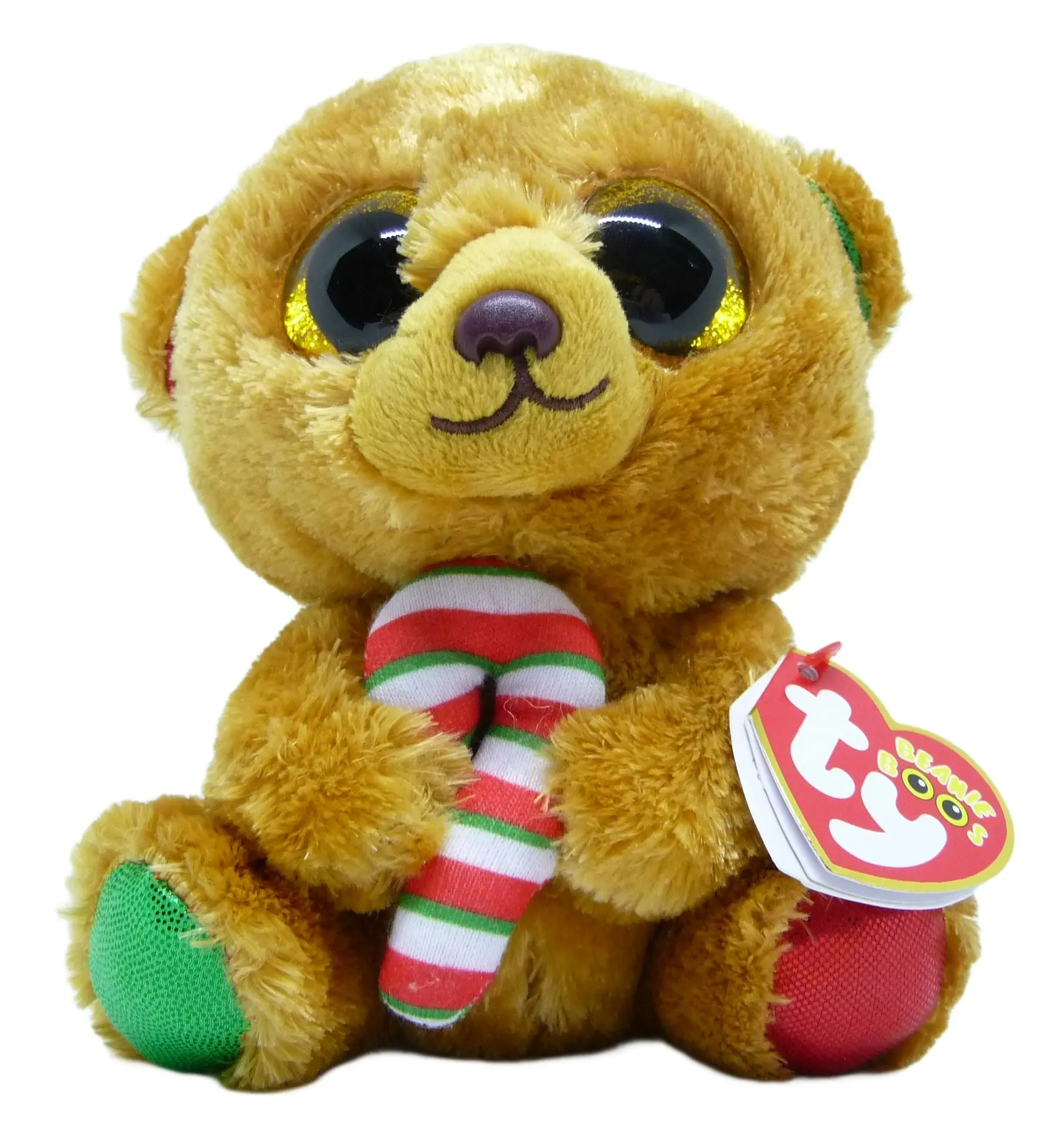 Ty - Beanie Boos - Bella The Xmas Bear With Candy Cane Small 15cm