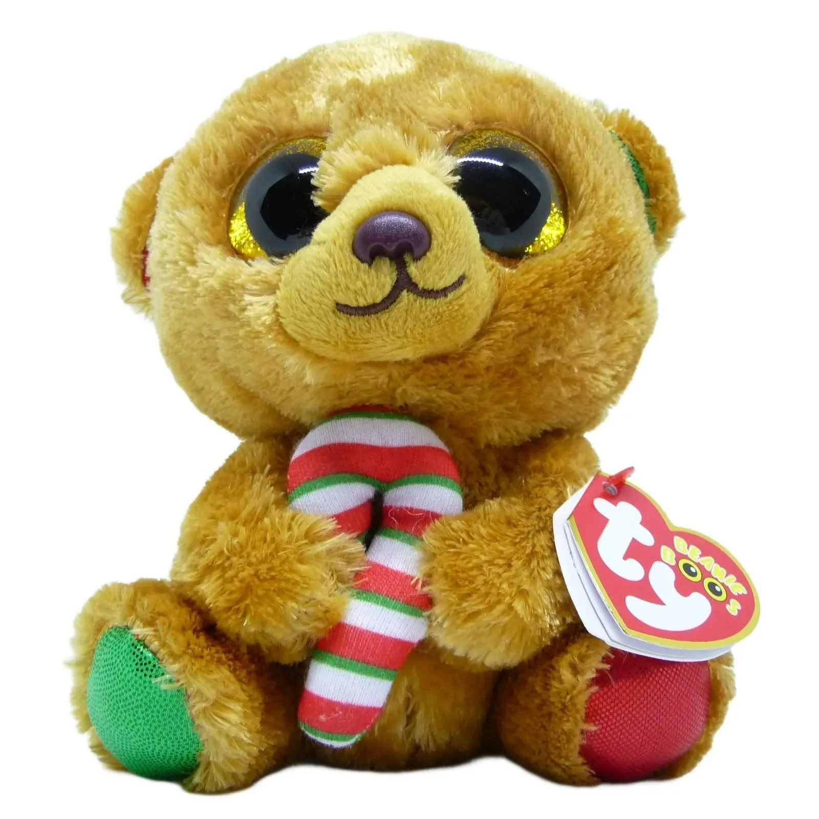 Ty - Beanie Boos - Bella The Xmas Bear With Candy Cane Small 15cm