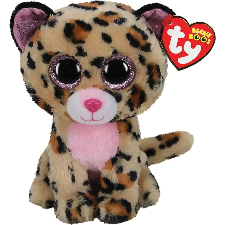 Ty - Beanie Boos - Livvy Brown And Pink Leopard Small 15cm