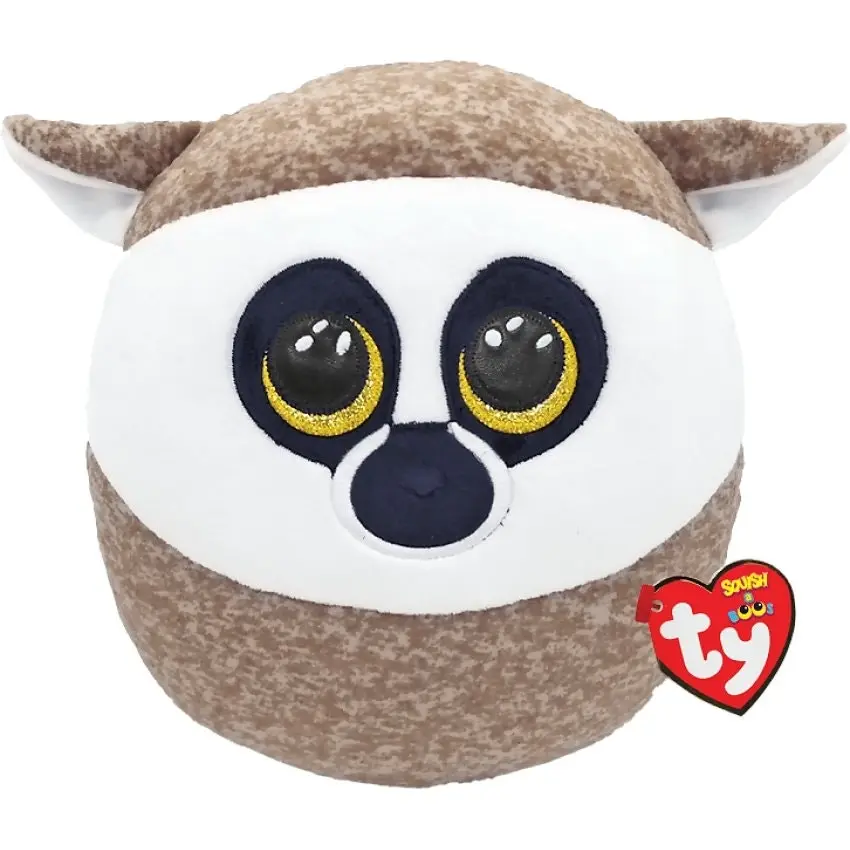 Ty - Squish-a-boos - Linus - Brown And White Lemur Medium 25cm (10'') - Squishy Beanies