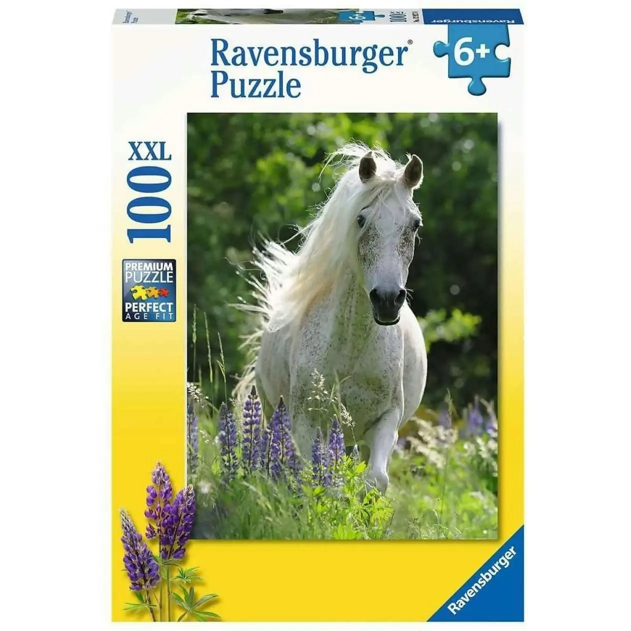 Ravensburger - White Mare Horse In Field Of Flowers Jigsaw Puzzle 100 Pieces