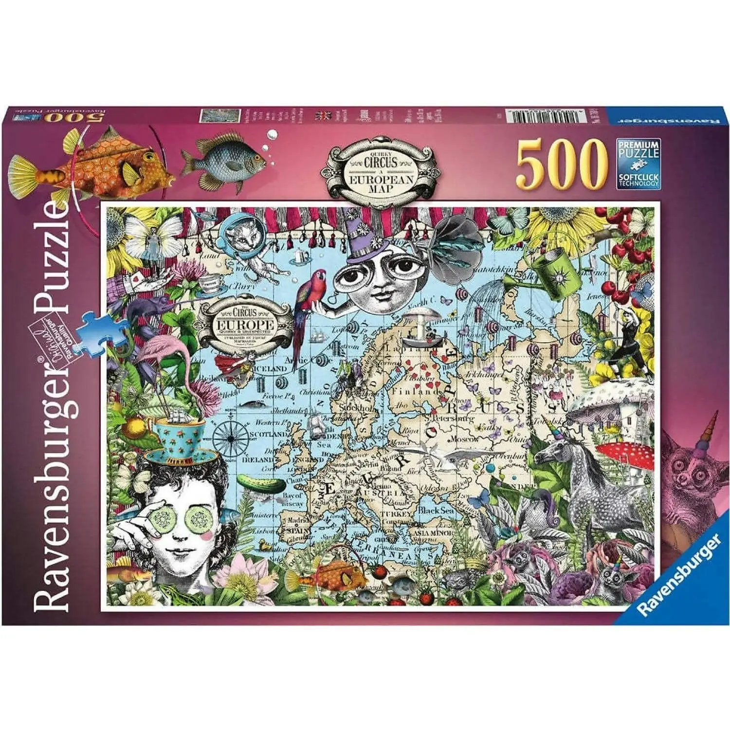 Ravensburger - European Map Quirky Circus Jigsaw Puzzle 500 Pieces