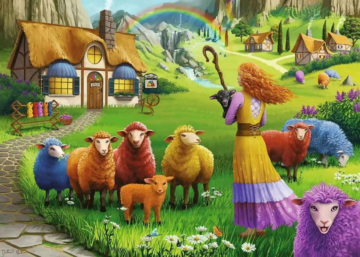 Ravensburger - Colourful Happy Sheep Wool Shop Jigsaw Puzzle 1000 Pieces