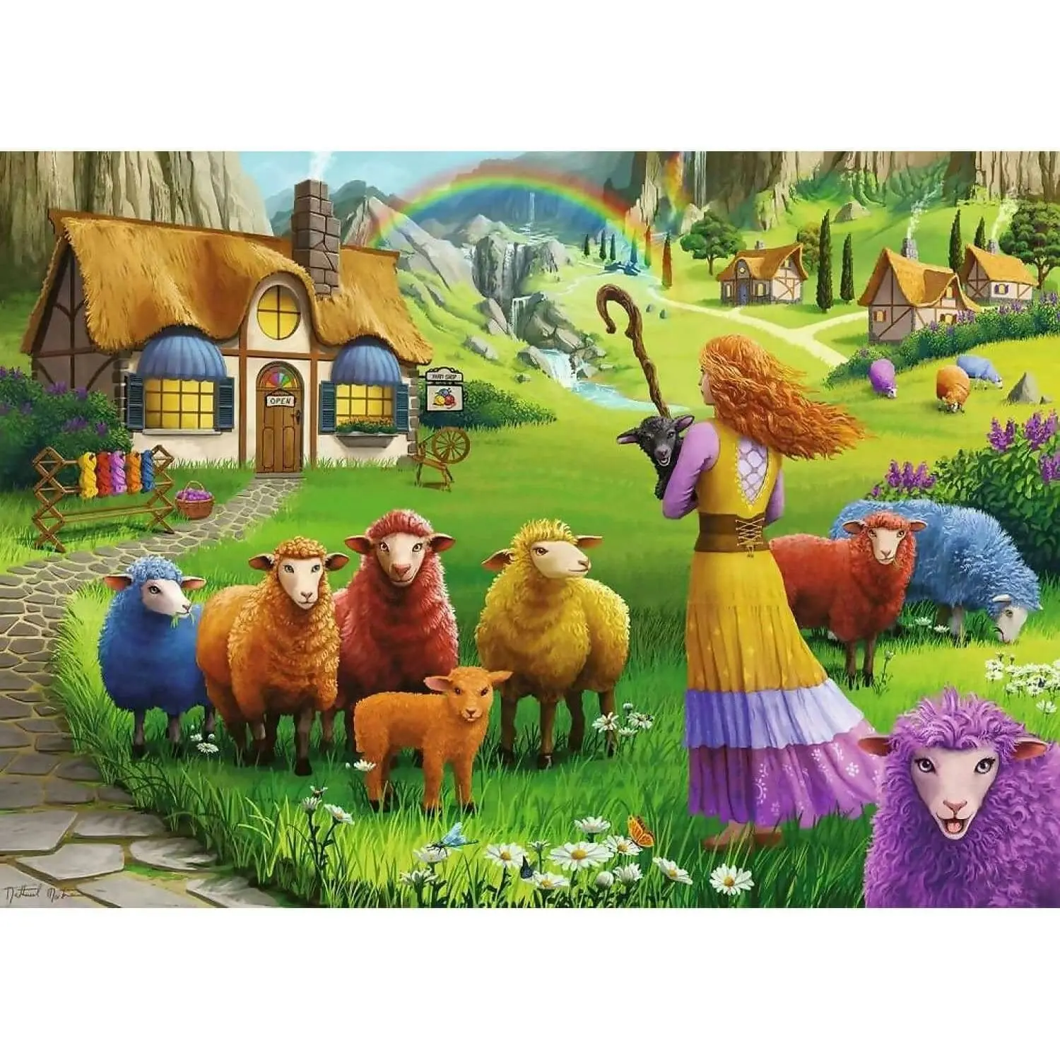 Ravensburger - Colourful Happy Sheep Wool Shop Jigsaw Puzzle 1000 Pieces