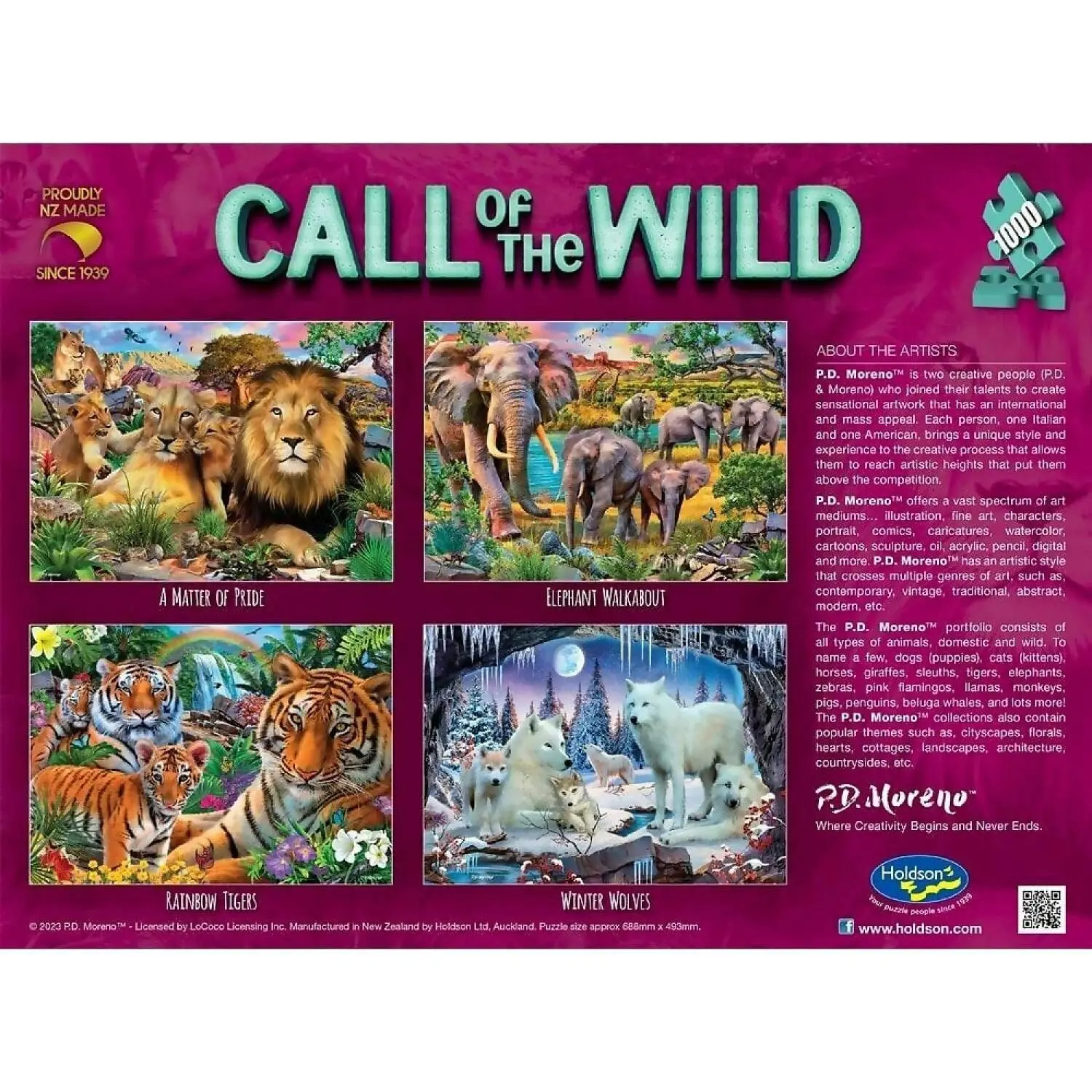 Holdson - Call Of The Wild Rainbow Tigers - Jigsaw Puzzle 1000 Pieces