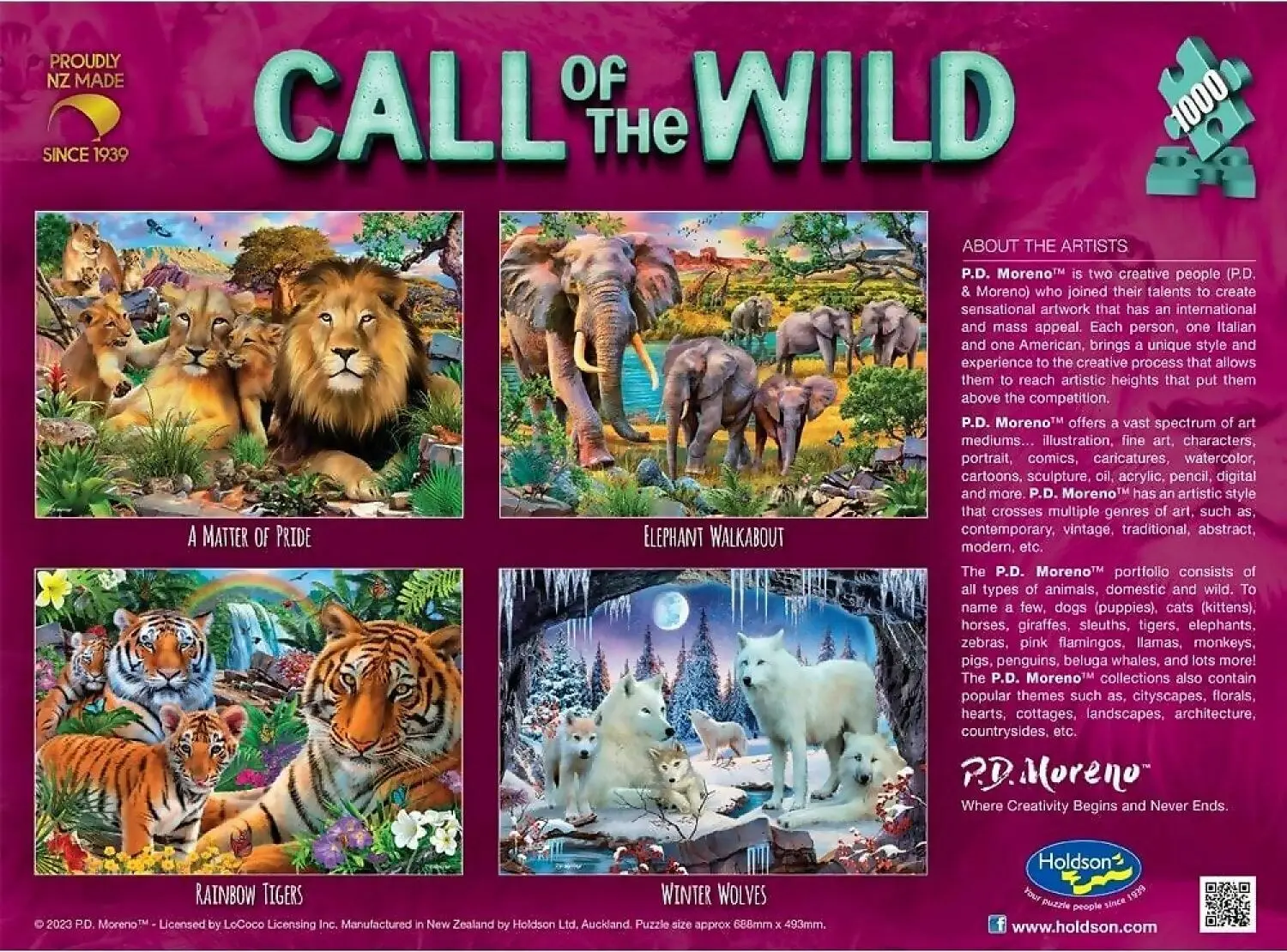 Holdson - Call Of The Wild Rainbow Tigers - Jigsaw Puzzle 1000 Pieces