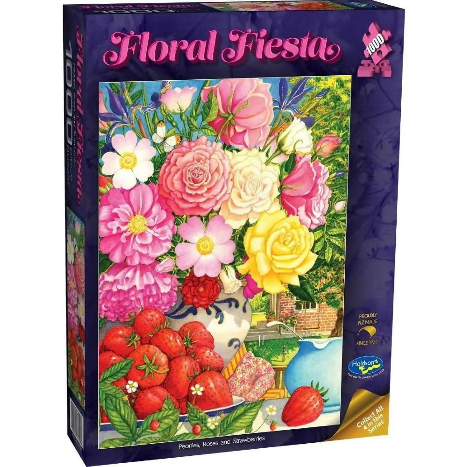 Holdson - Floral Fiesta - Peonies Roses And Strawberries - Jigsaw Puzzle 1000 Pieces