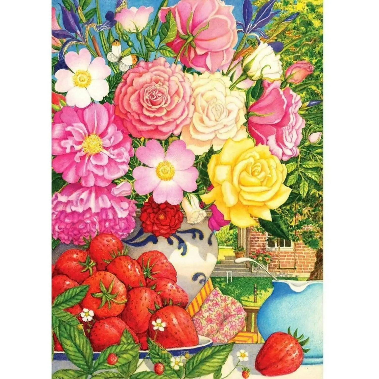 Holdson - Floral Fiesta - Peonies Roses And Strawberries - Jigsaw Puzzle 1000 Pieces