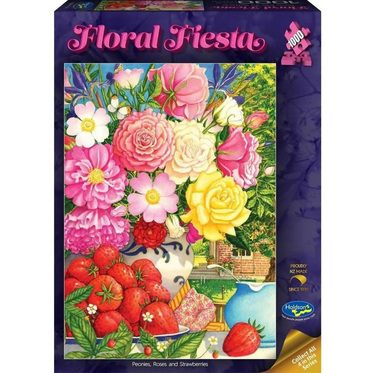 Holdson - Floral Fiesta - Peonies Roses And Strawberries - Jigsaw Puzzle 1000 Pieces