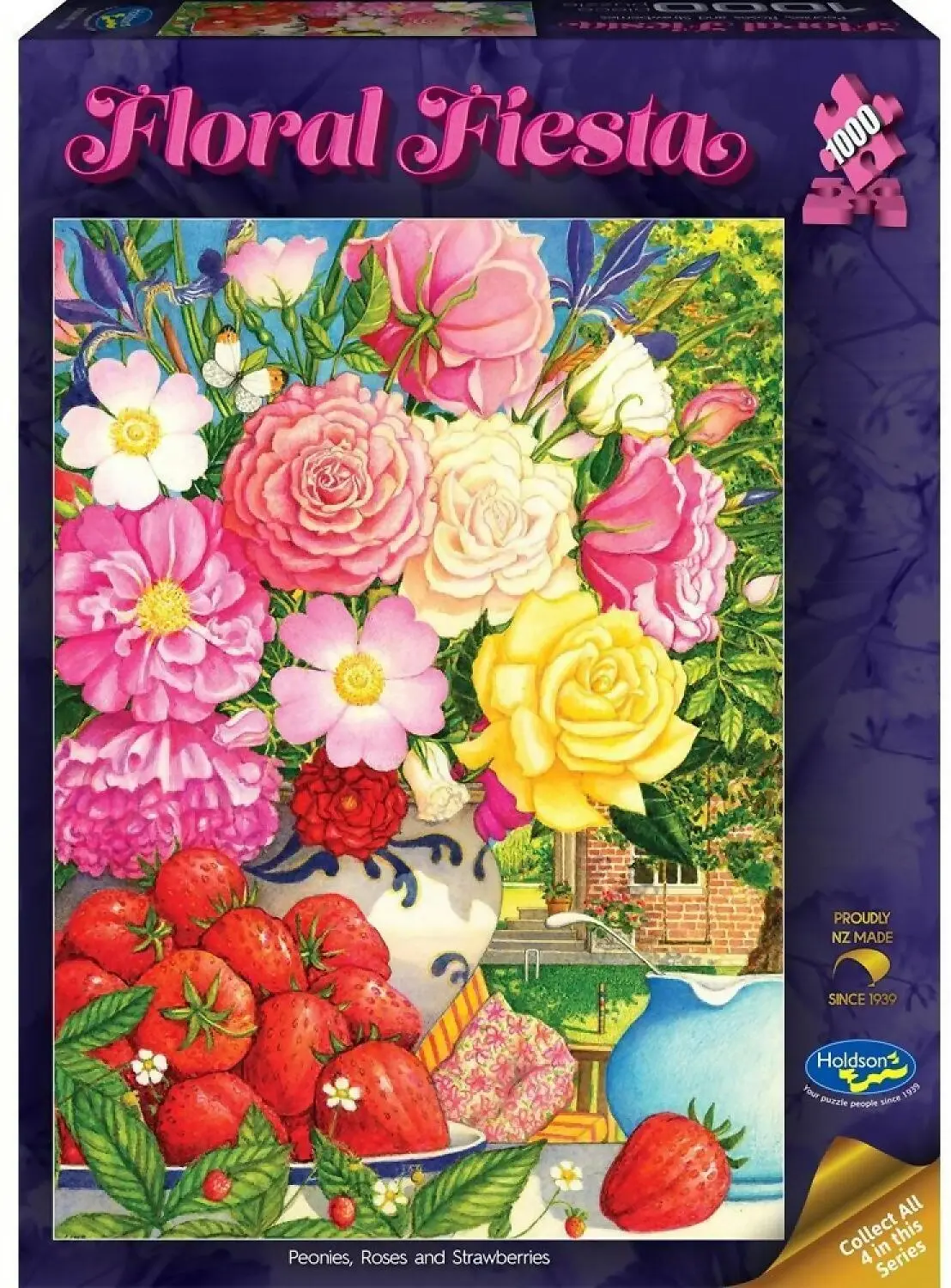 Holdson - Floral Fiesta - Peonies Roses And Strawberries - Jigsaw Puzzle 1000 Pieces