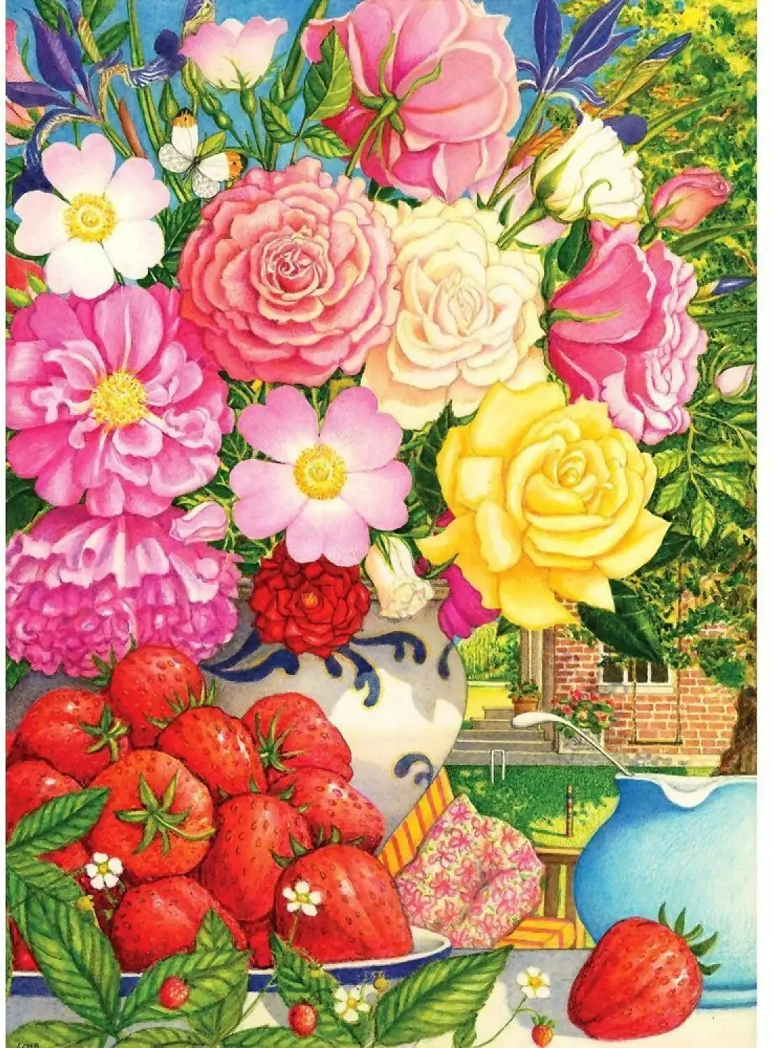 Holdson - Floral Fiesta - Peonies Roses And Strawberries - Jigsaw Puzzle 1000 Pieces