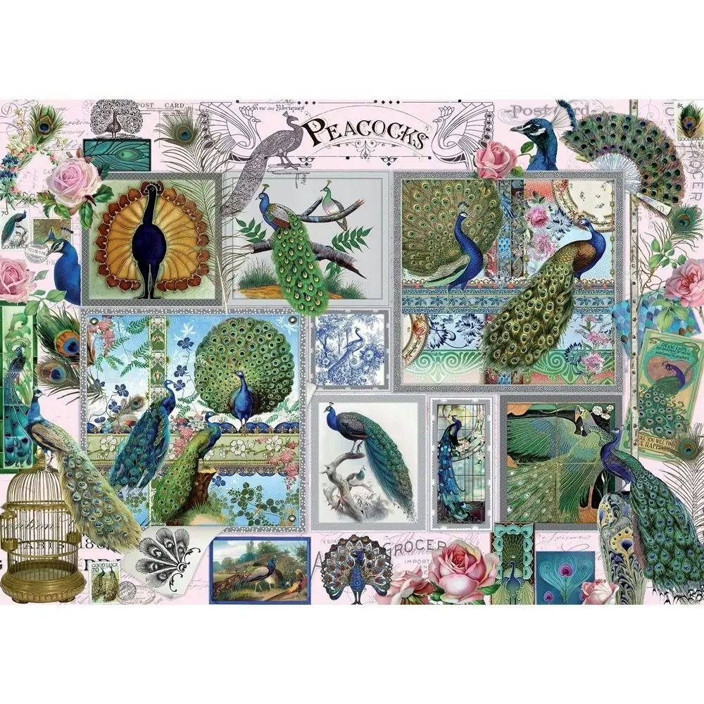 Holdson - Peacocks - Stamp & Collage Jigsaw Puzzle 1000 Pieces