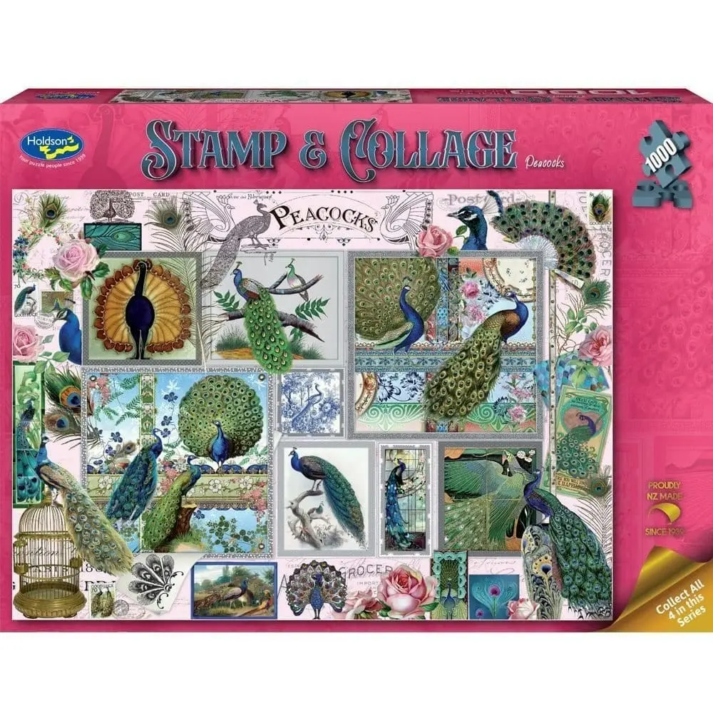 Holdson - Peacocks - Stamp & Collage Jigsaw Puzzle 1000 Pieces