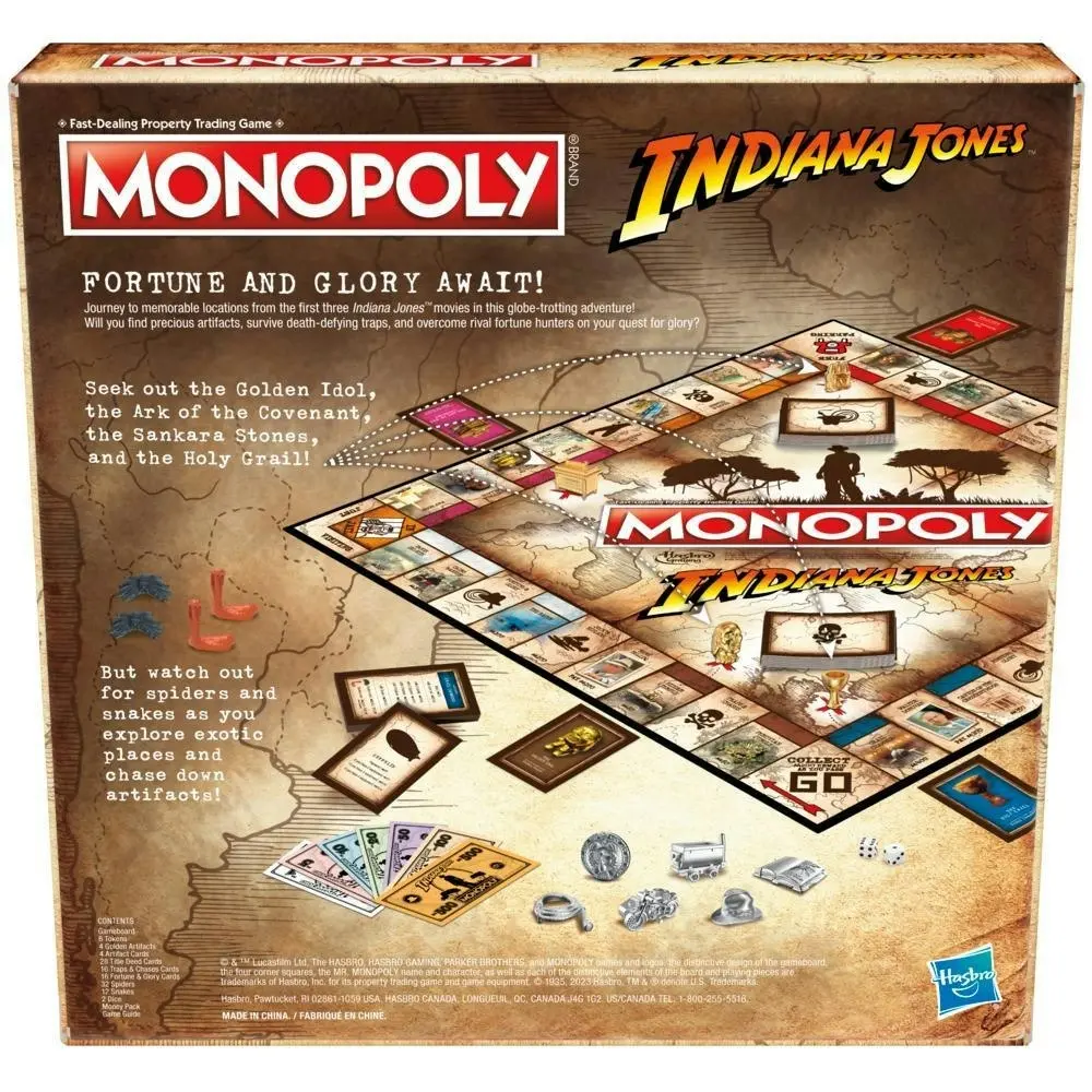 Monopoly Indiana Jones Board Game For 2-6 Players Hasbro