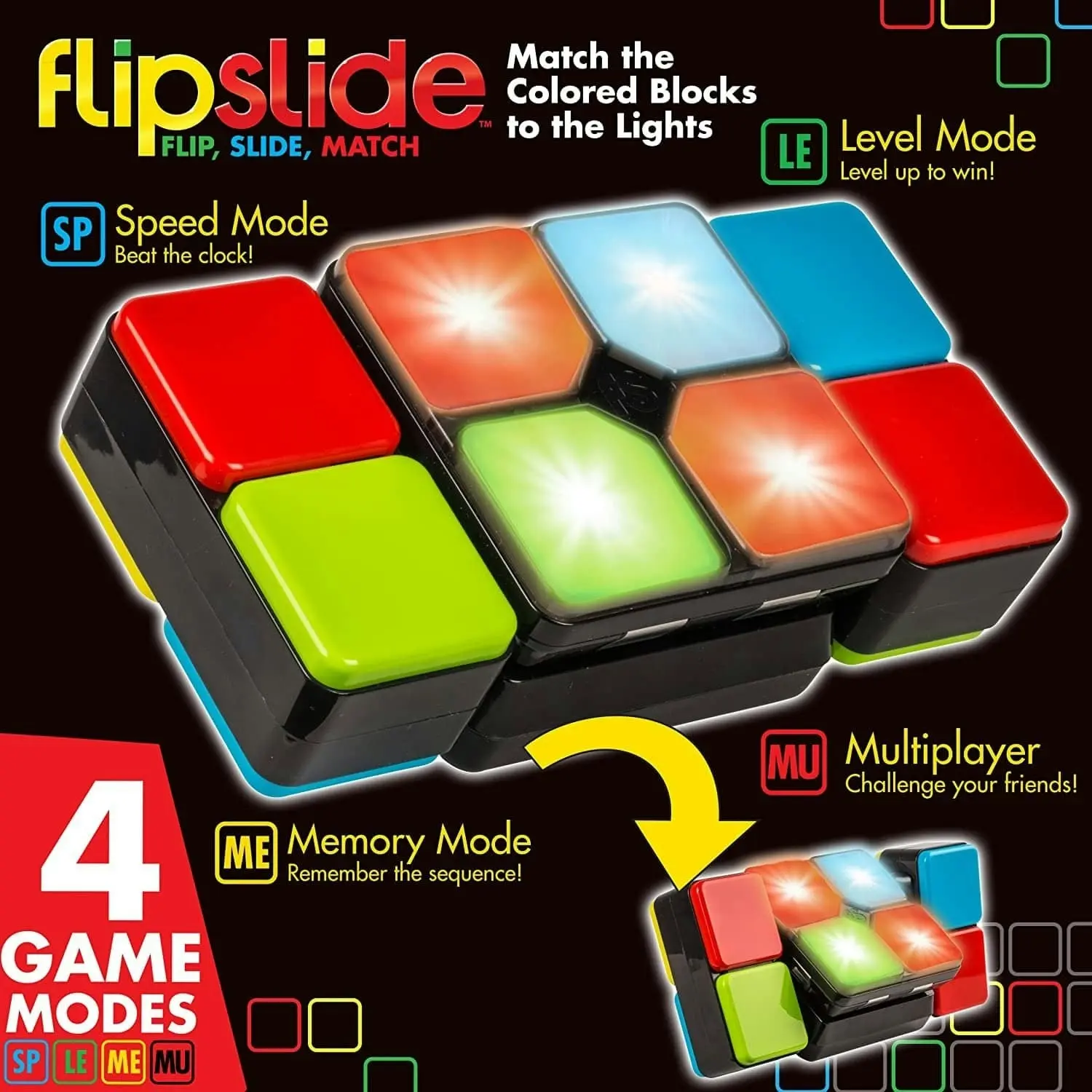 Flipslide Handheld Electronic Game Beat The Clock With 4 Game Modes Multiplayer Fun