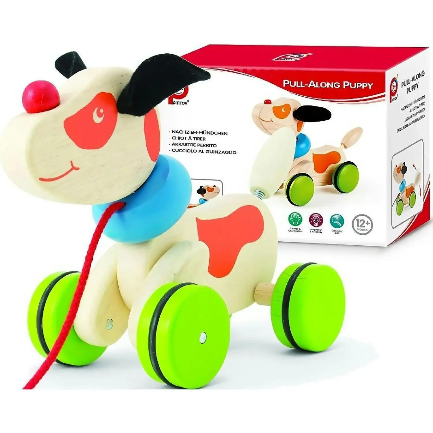 Pull Along Puppy - Pintoy Wooden Toys