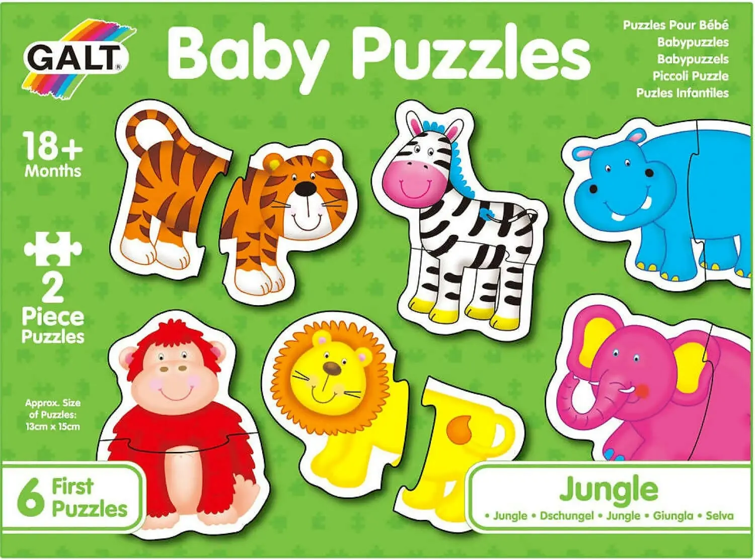 Galt - Jungle Baby Jigsaw Puzzle - 6 X Different Puzzles - 2 Pcs Each