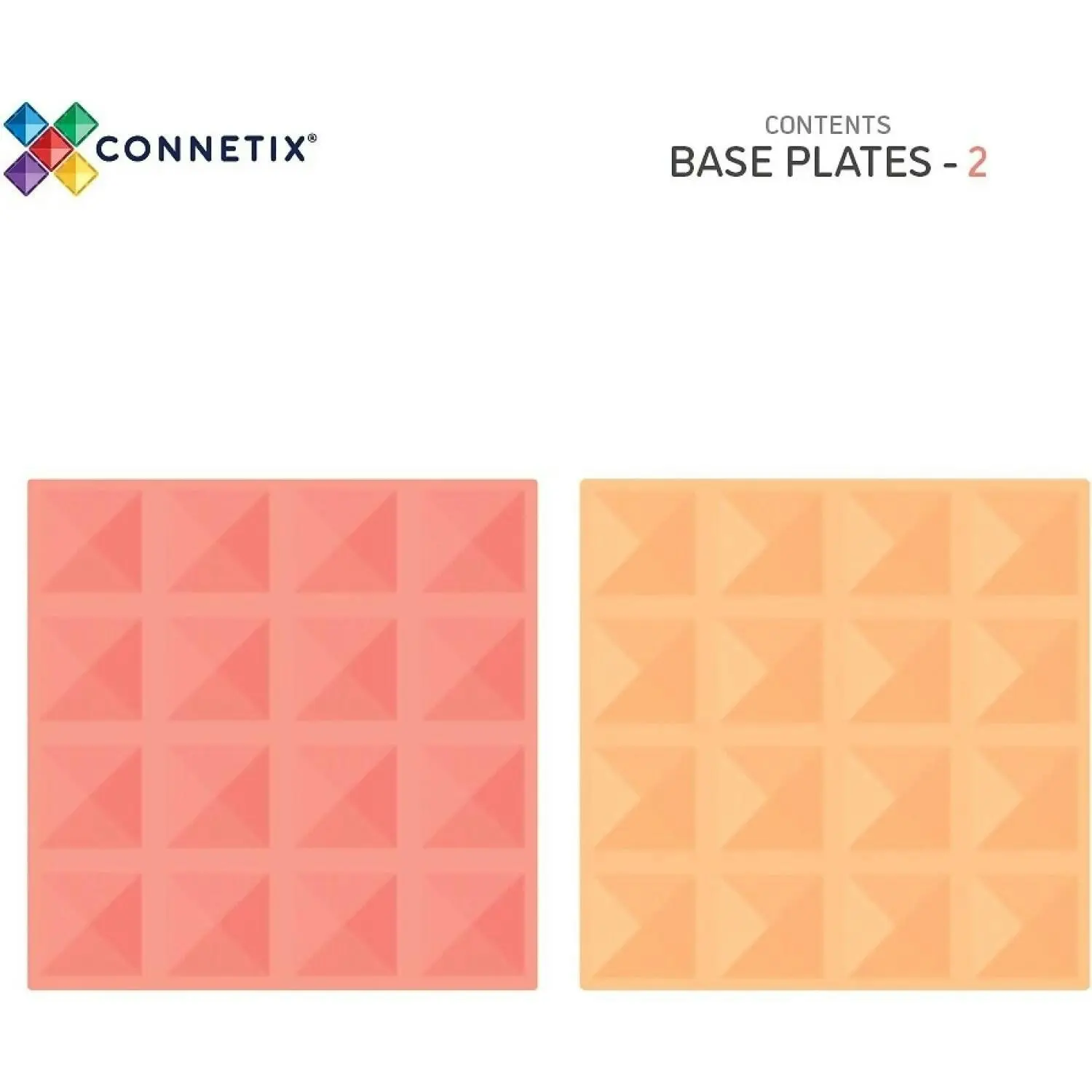 Connetix - Magnetic Tiles Pastel Base Plate Pack Lemon & Peach 2pc