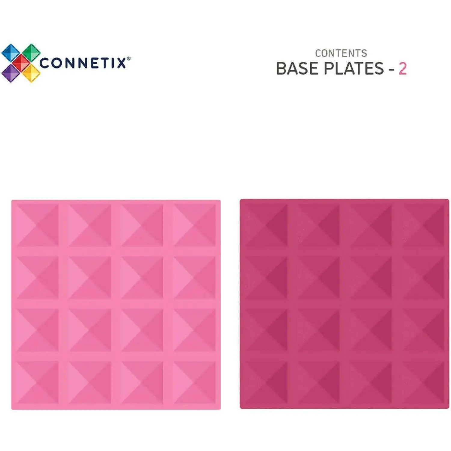 Connetix - Magnetic Tiles Pastel Base Plate Pack Pink & Berry 2pc