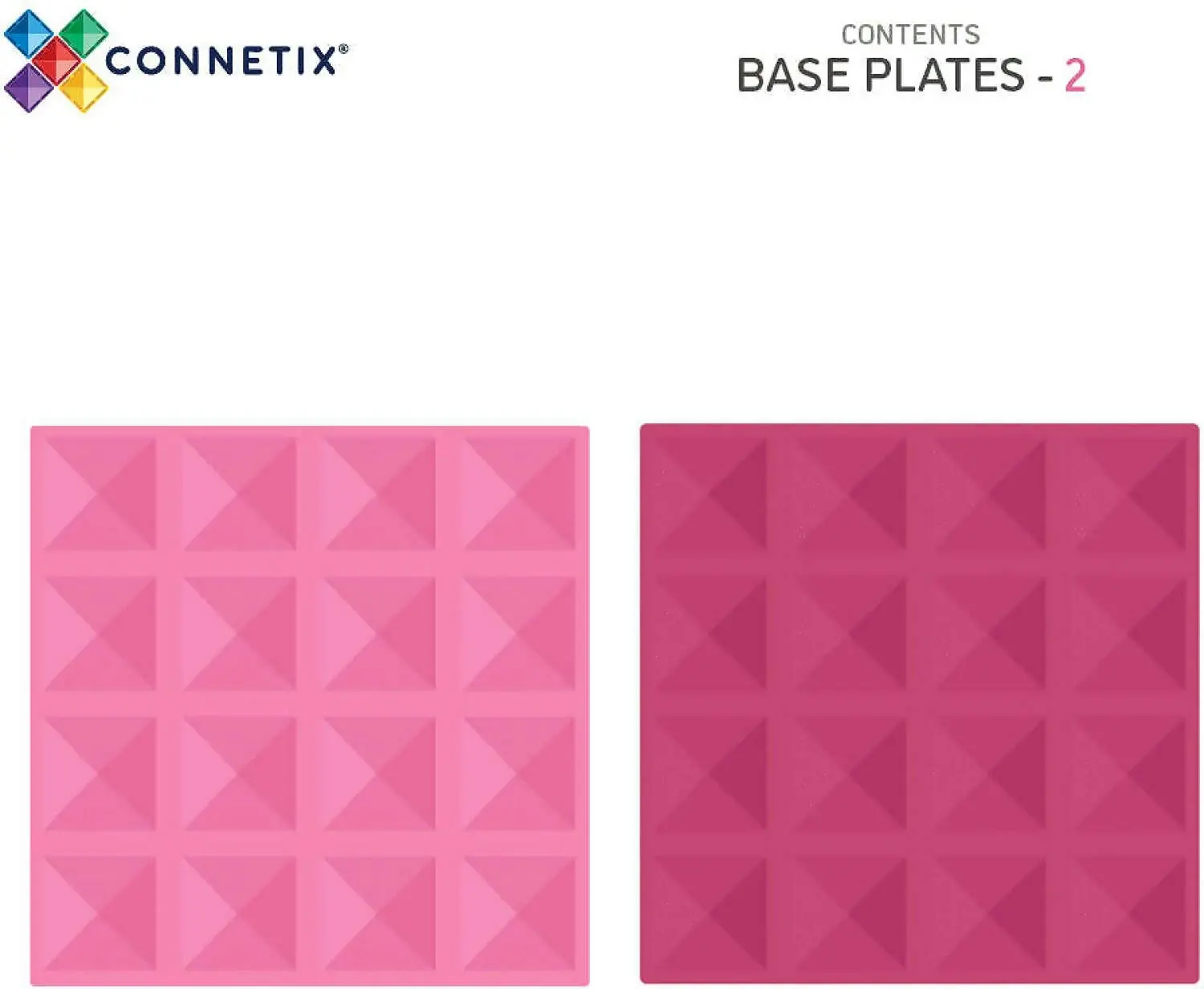 Connetix - Magnetic Tiles Pastel Base Plate Pack Pink & Berry 2pc