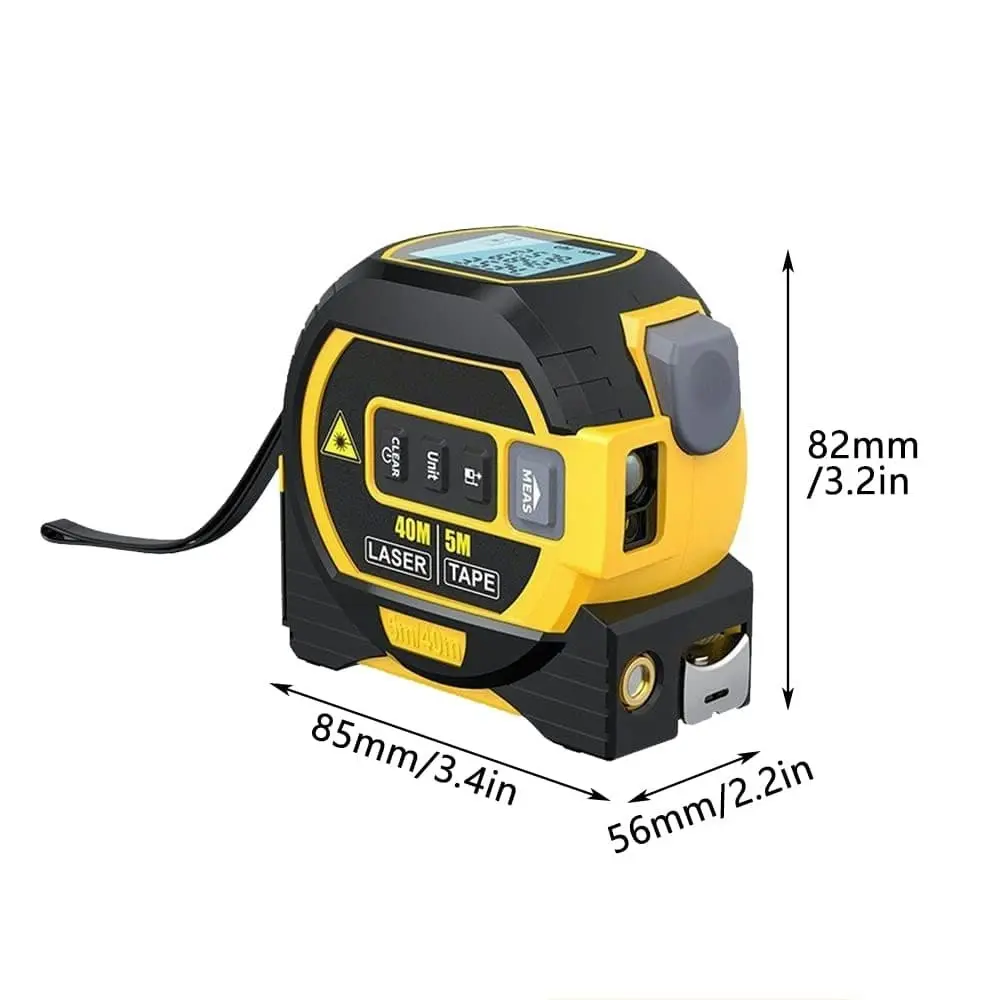 40m Laser Measure, Cross-line Laser Level, 5m Tape Measure Yellow