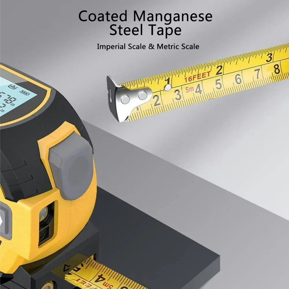 40m Laser Measure, Cross-line Laser Level, 5m Tape Measure Yellow