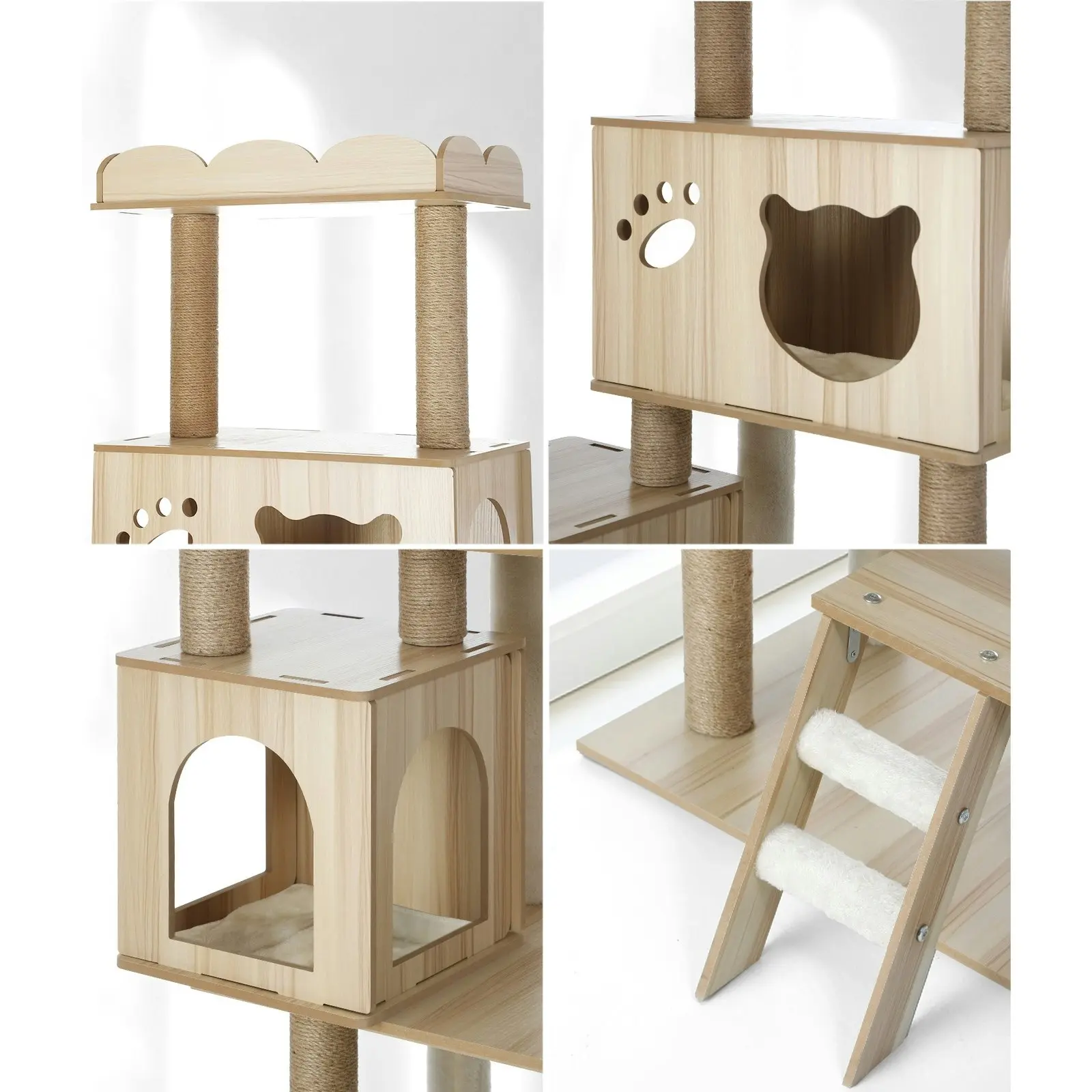 Alopet 161cm Cat Tree Tower Scratching Post House Bed Wood Scratcher Condo