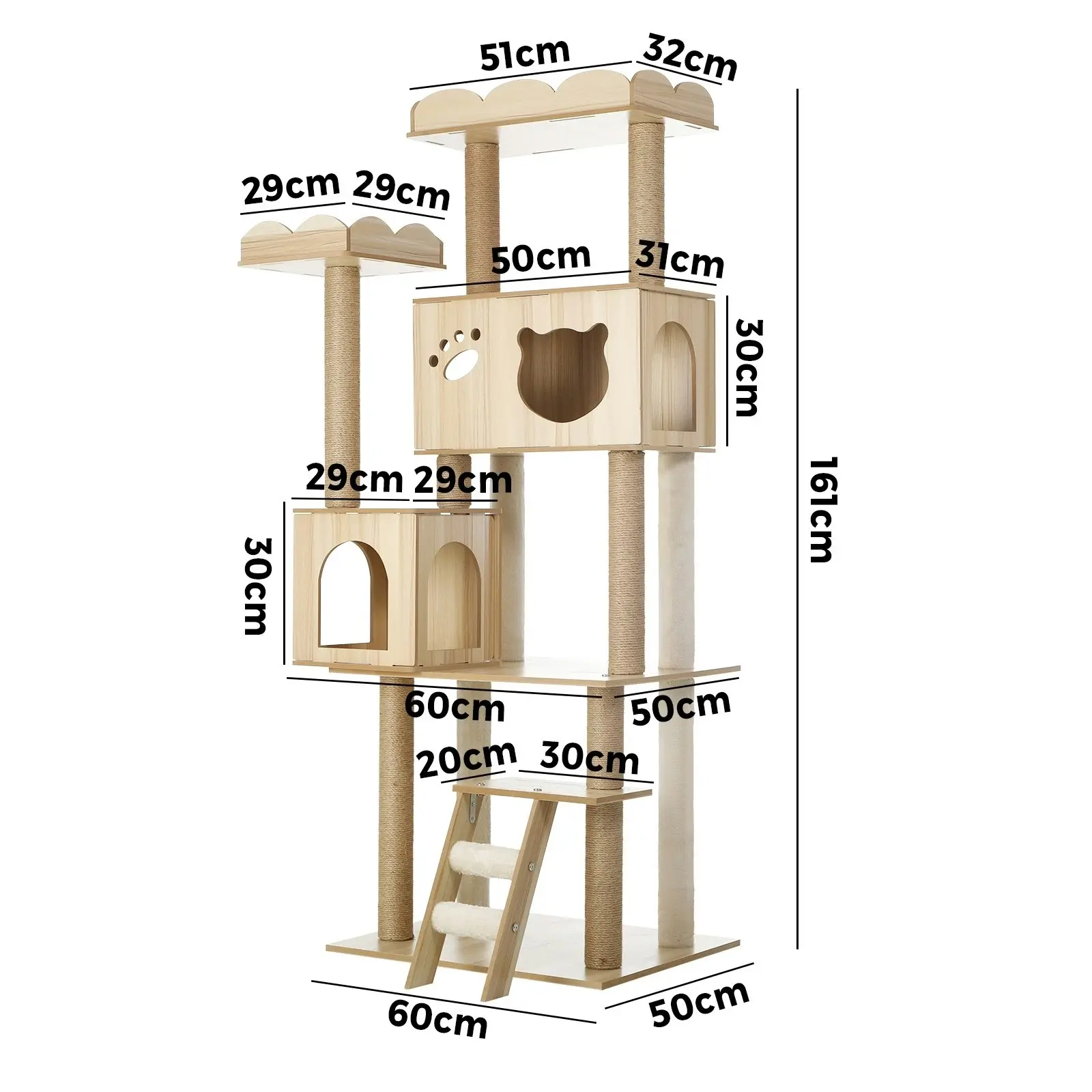 Alopet 161cm Cat Tree Tower Scratching Post House Bed Wood Scratcher Condo