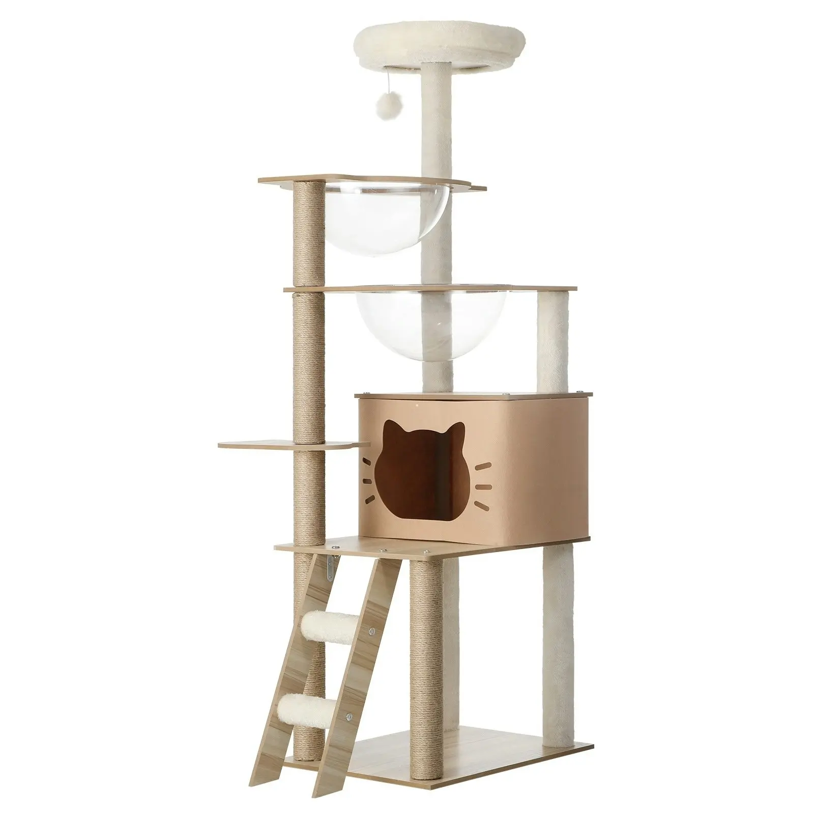 Alopet 145cm Cat Tree Tower Scratching Post Wood Scratcher Condo Detachable House