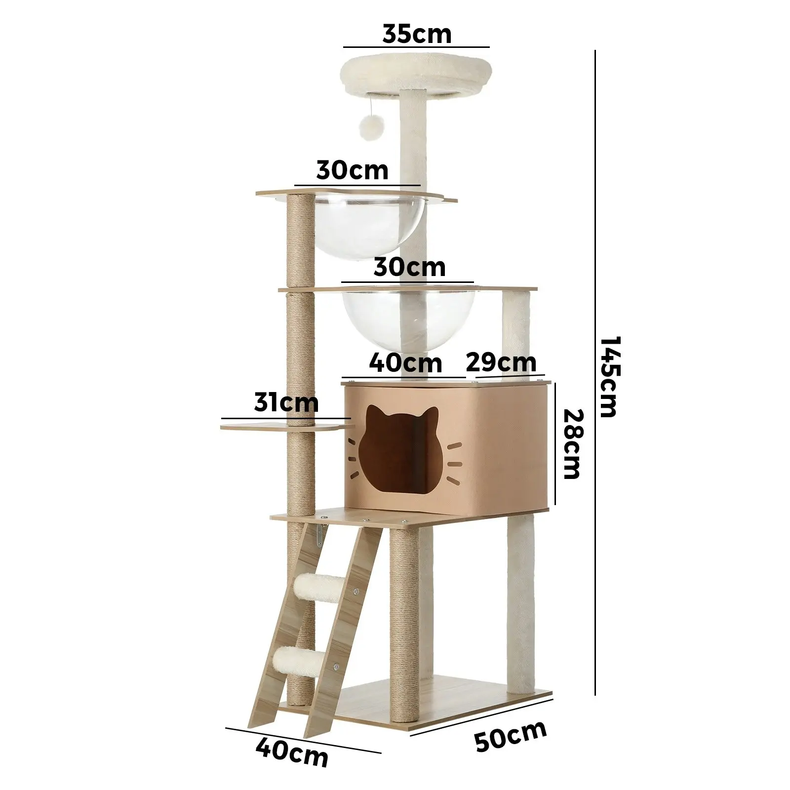 Alopet 145cm Cat Tree Tower Scratching Post Wood Scratcher Condo Detachable House