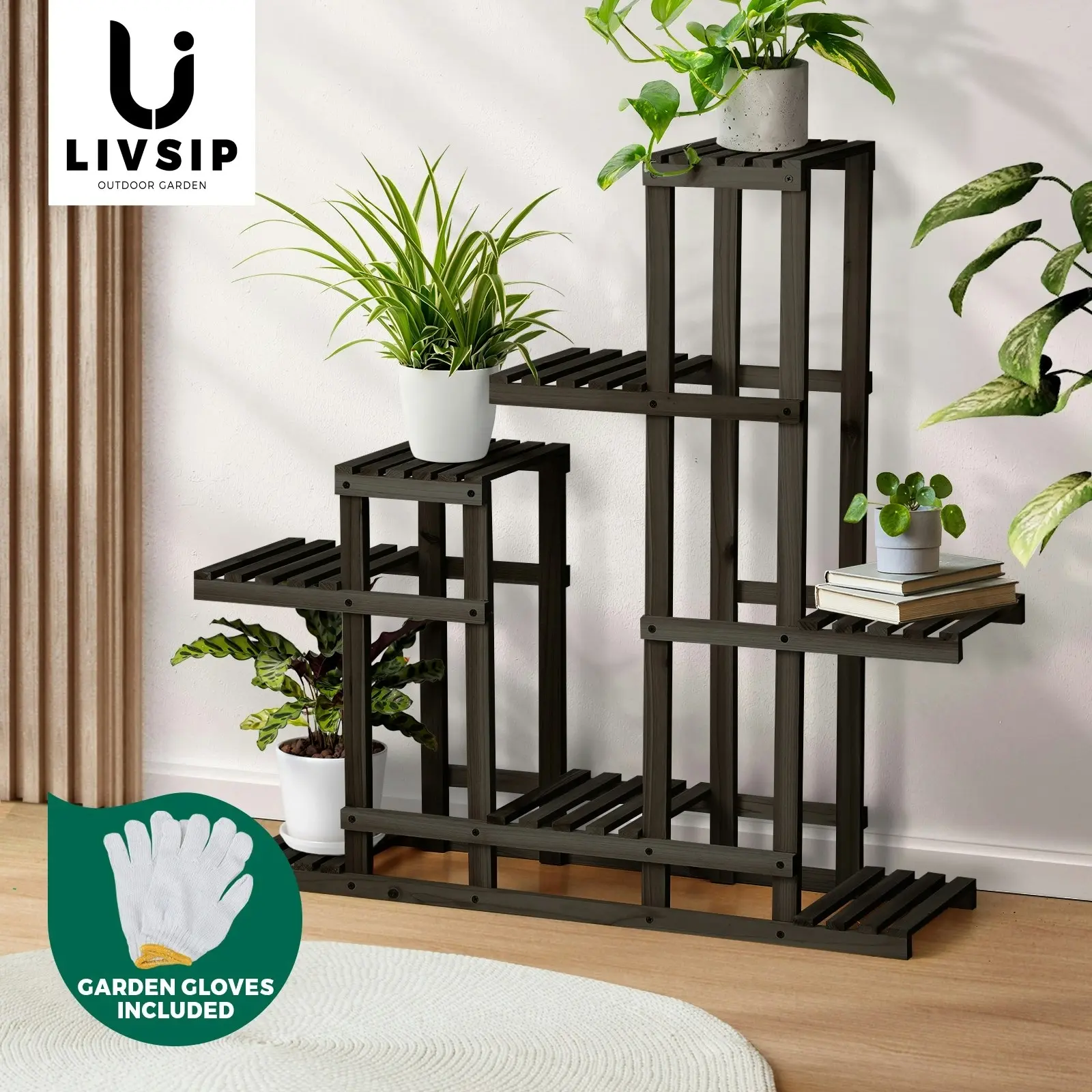 Livsip 6 Tiers Plant Stand Flower Pots Shelf Indoor Outdoor Garden Rack