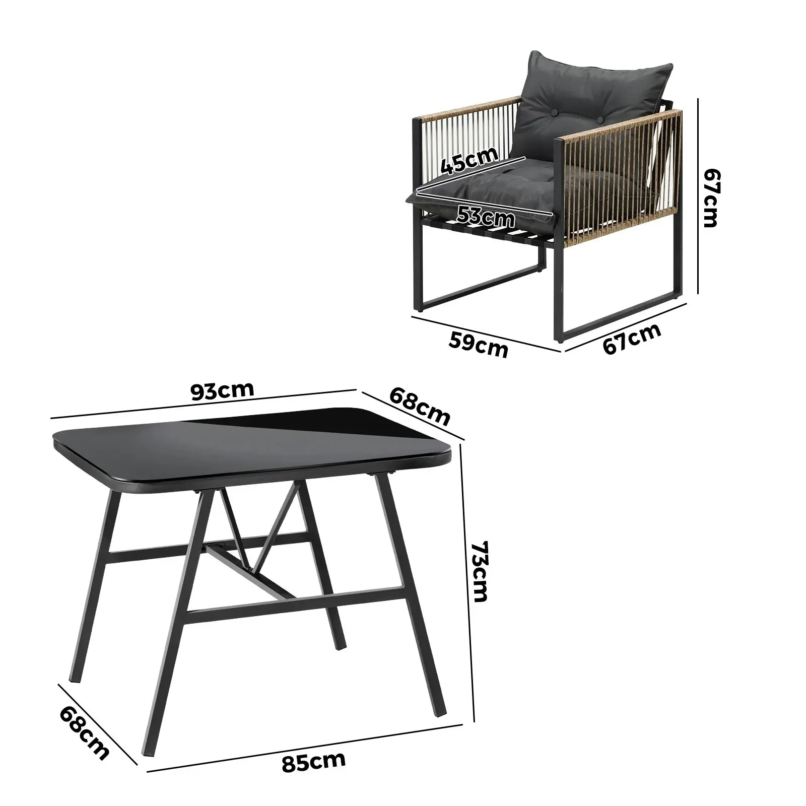 Livsip Outdoor Dining Setting 2 Seater Lounge Patio Furniture Table Chairs Set