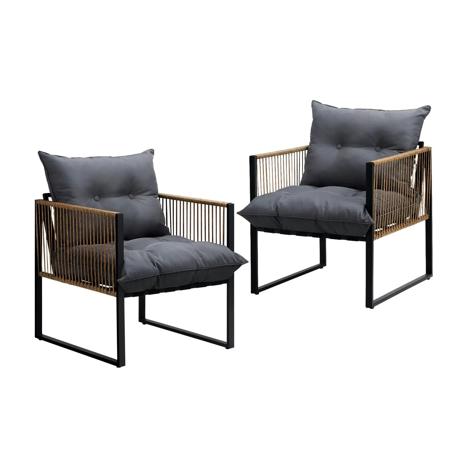 Livsip 2PCS Outdoor Furniture Chairs Garden Patio Garden Lounge Set PE Wicker