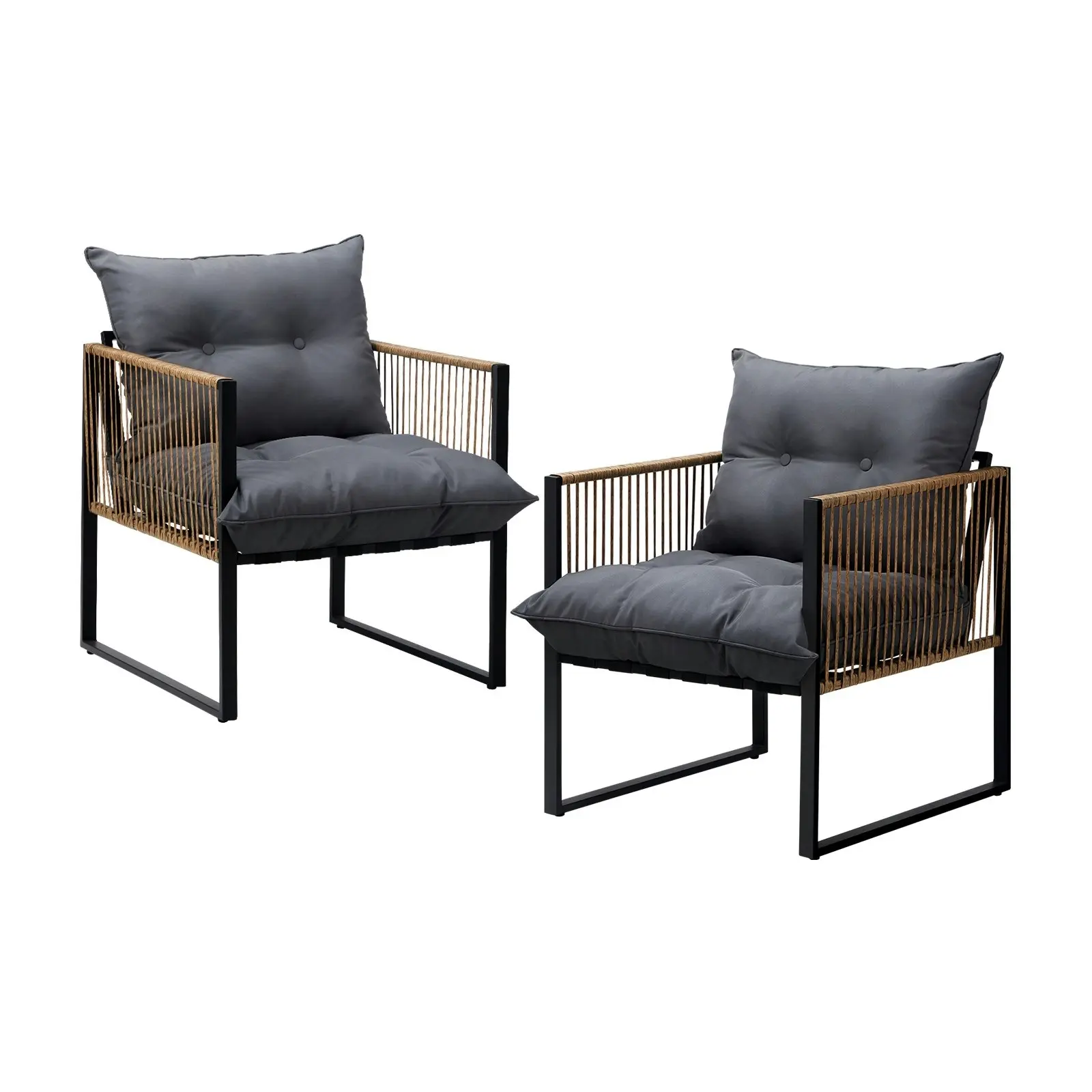 Livsip 2PCS Outdoor Furniture Chairs Garden Patio Garden Lounge Set PE Wicker