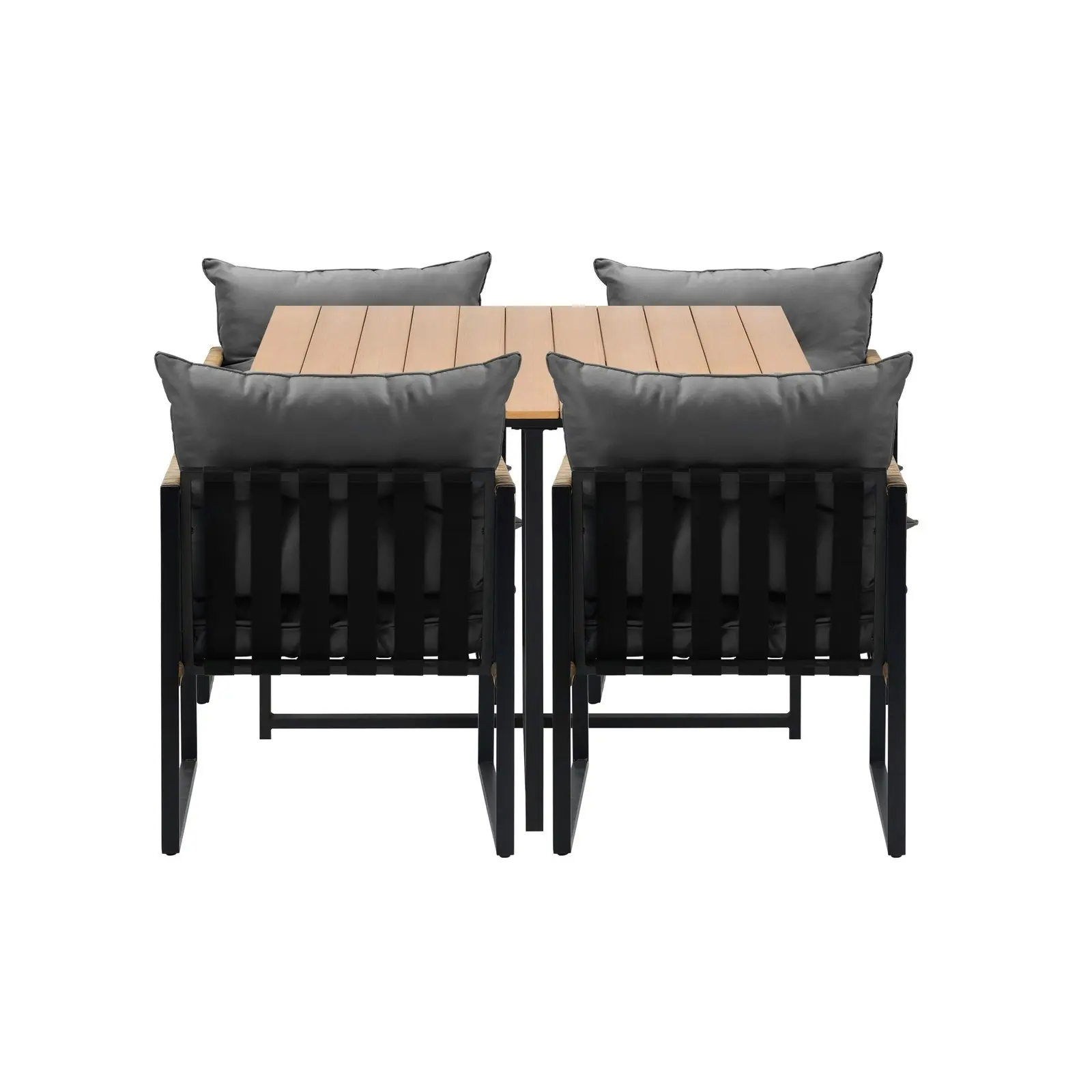 Livsip Outdoor Dining Set Furniture Patio Setting Wood-Plastic Table 4 Seater