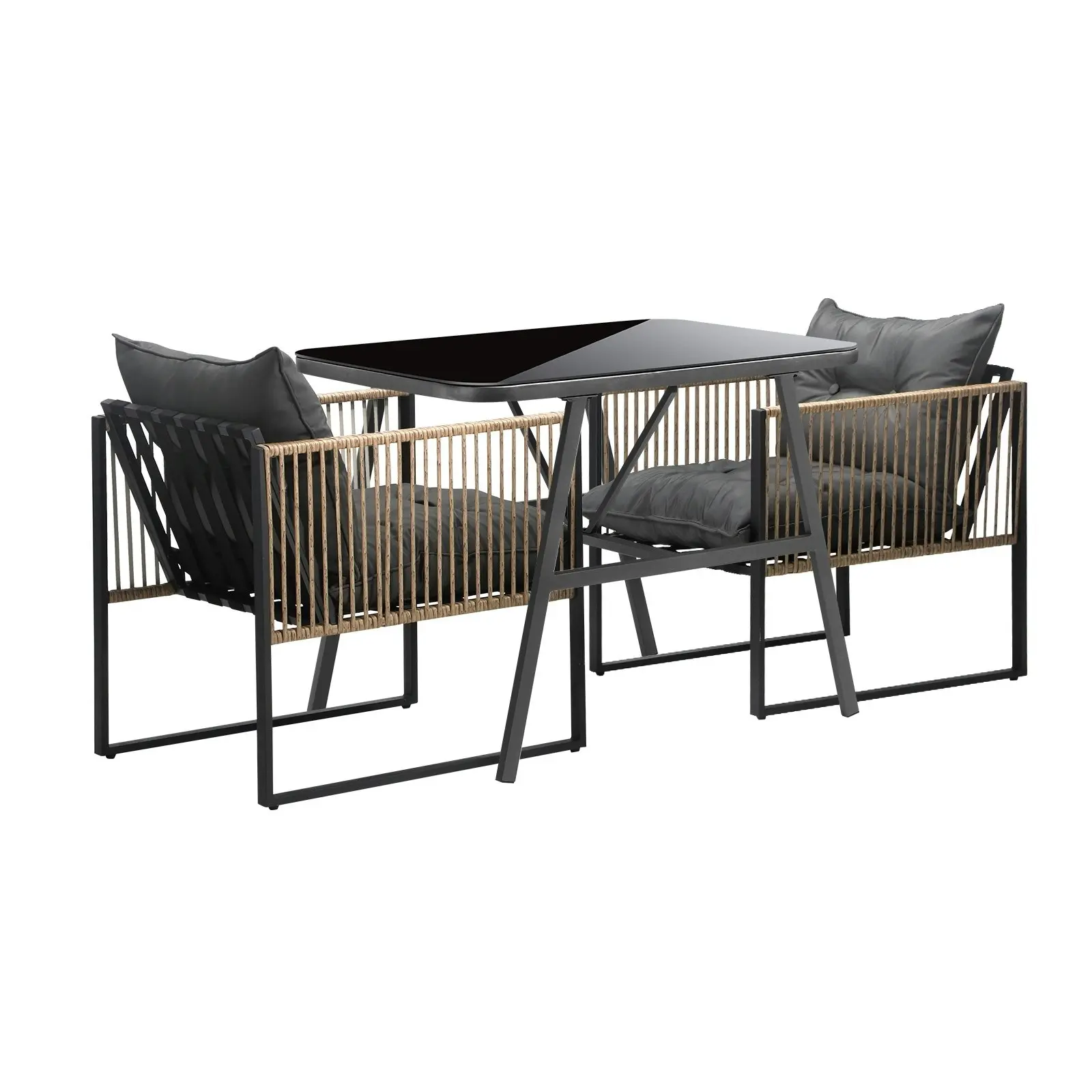 Livsip Outdoor Dining Set Furniture Patio Setting Wood-Plastic Table 4 Seater