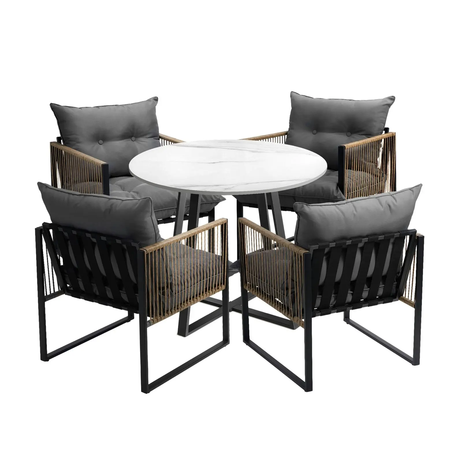 Livsip Outdoor Dining Set Furniture 4 Seater Patio Setting Sintered Stone Table