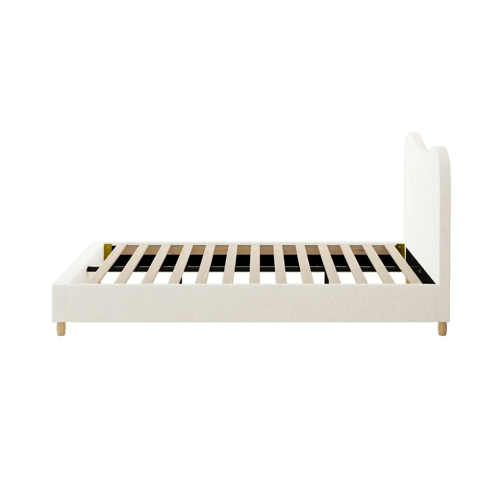 Oikiture Bed Frame Double Size White Boucle Cloud Shape