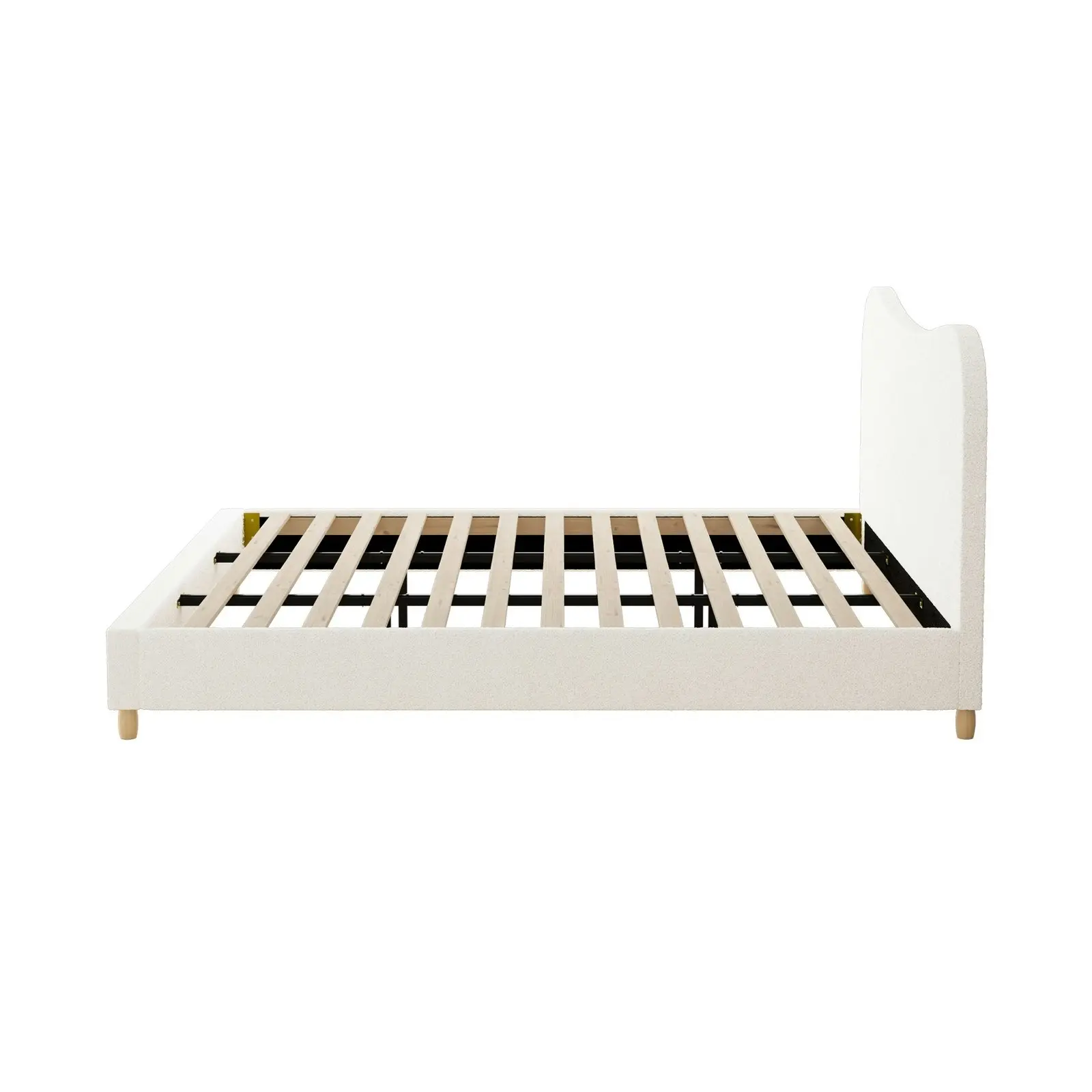 Oikiture Bed Frame King Size White Boucle Cloud Shape