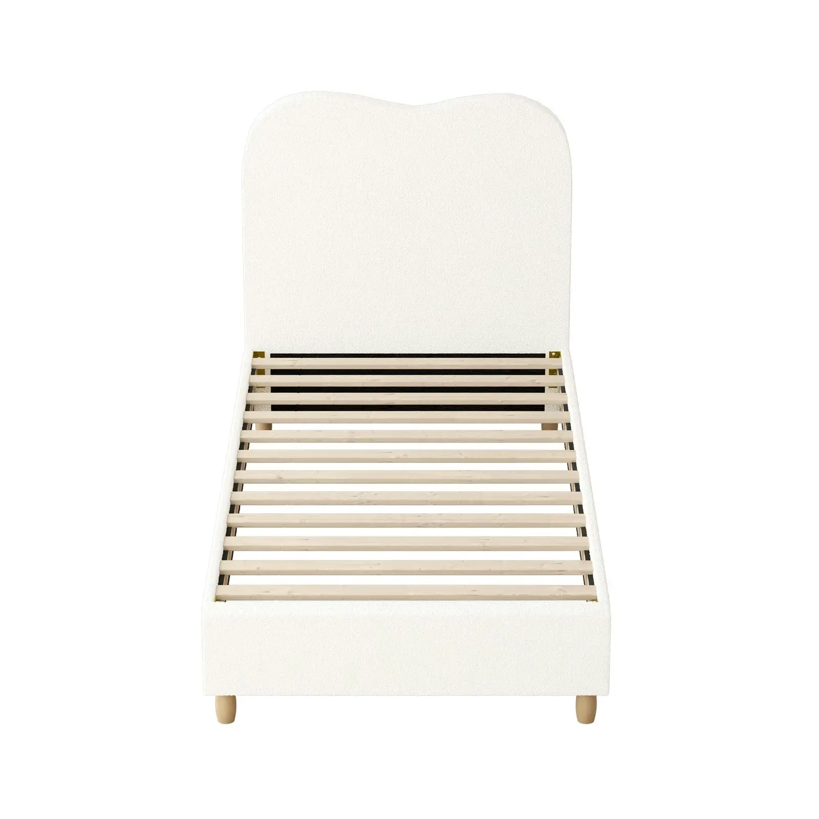 Oikiture Bed Frame Single Size White Boucle Cloud Shape