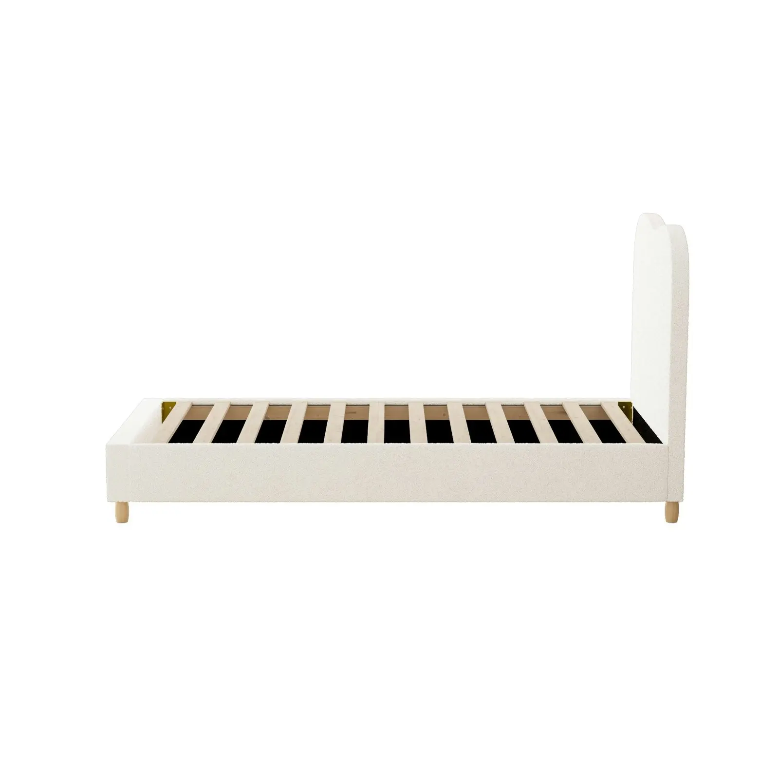 Oikiture Bed Frame Single Size White Boucle Cloud Shape