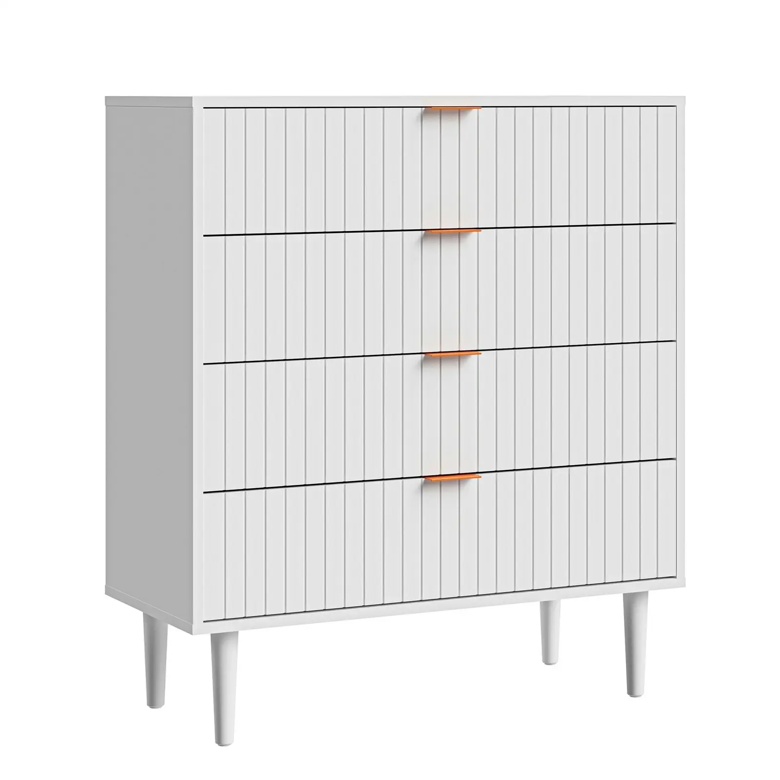 Oikiture 4 Chest of Drawers Dresser Table Tallboy Storage Cabinet White Gold