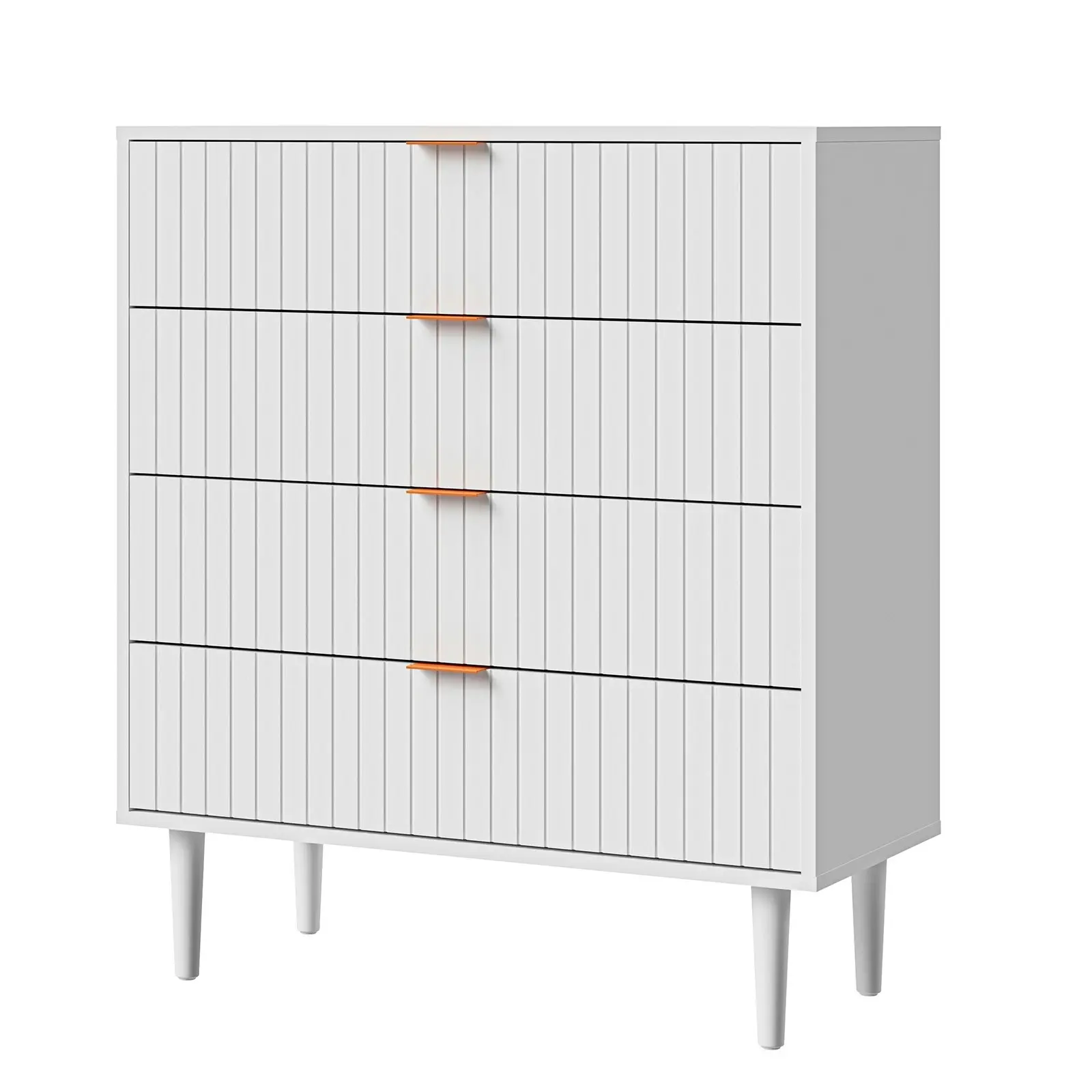 Oikiture 4 Chest of Drawers Dresser Table Tallboy Storage Cabinet White Gold