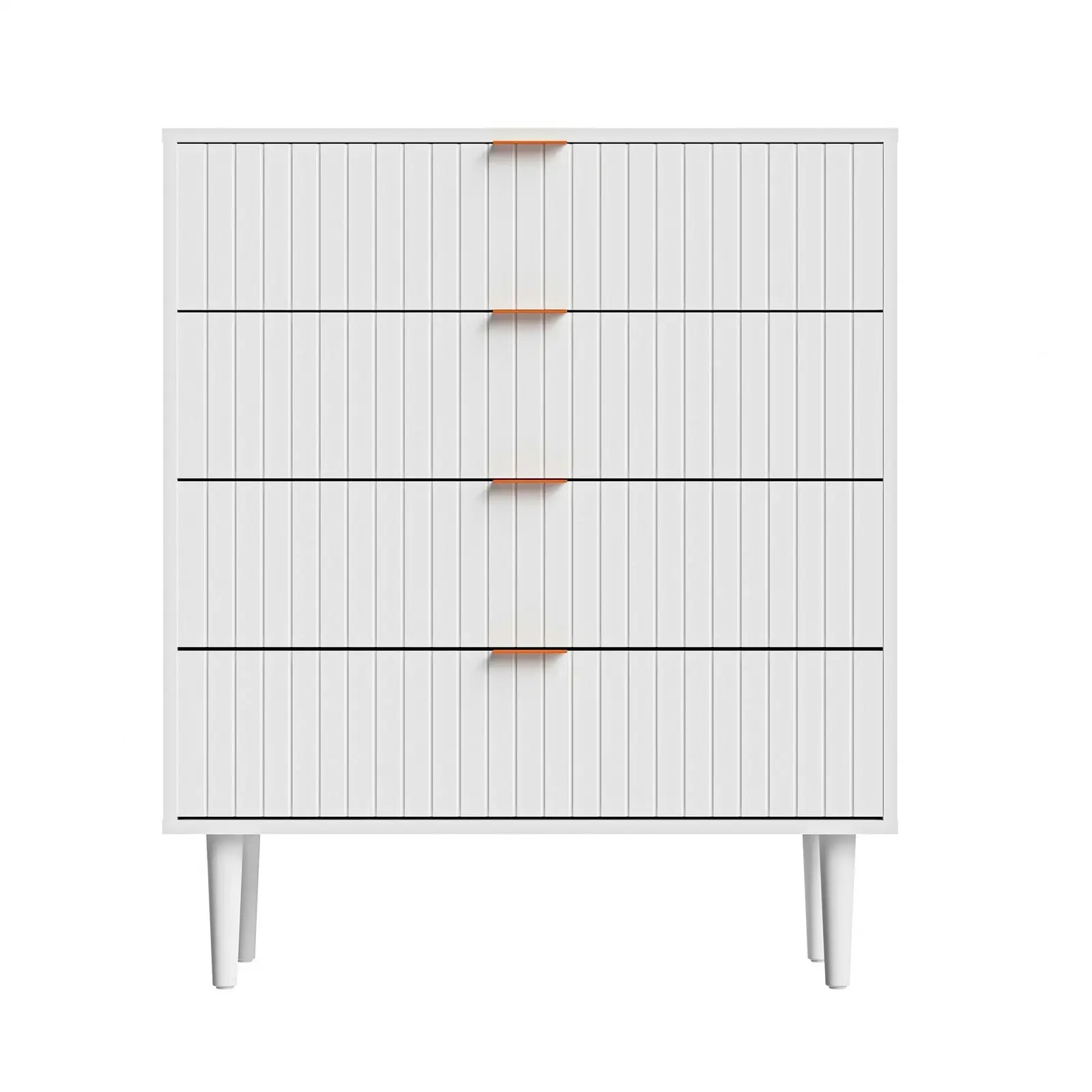 Oikiture 4 Chest of Drawers Dresser Table Tallboy Storage Cabinet White Gold