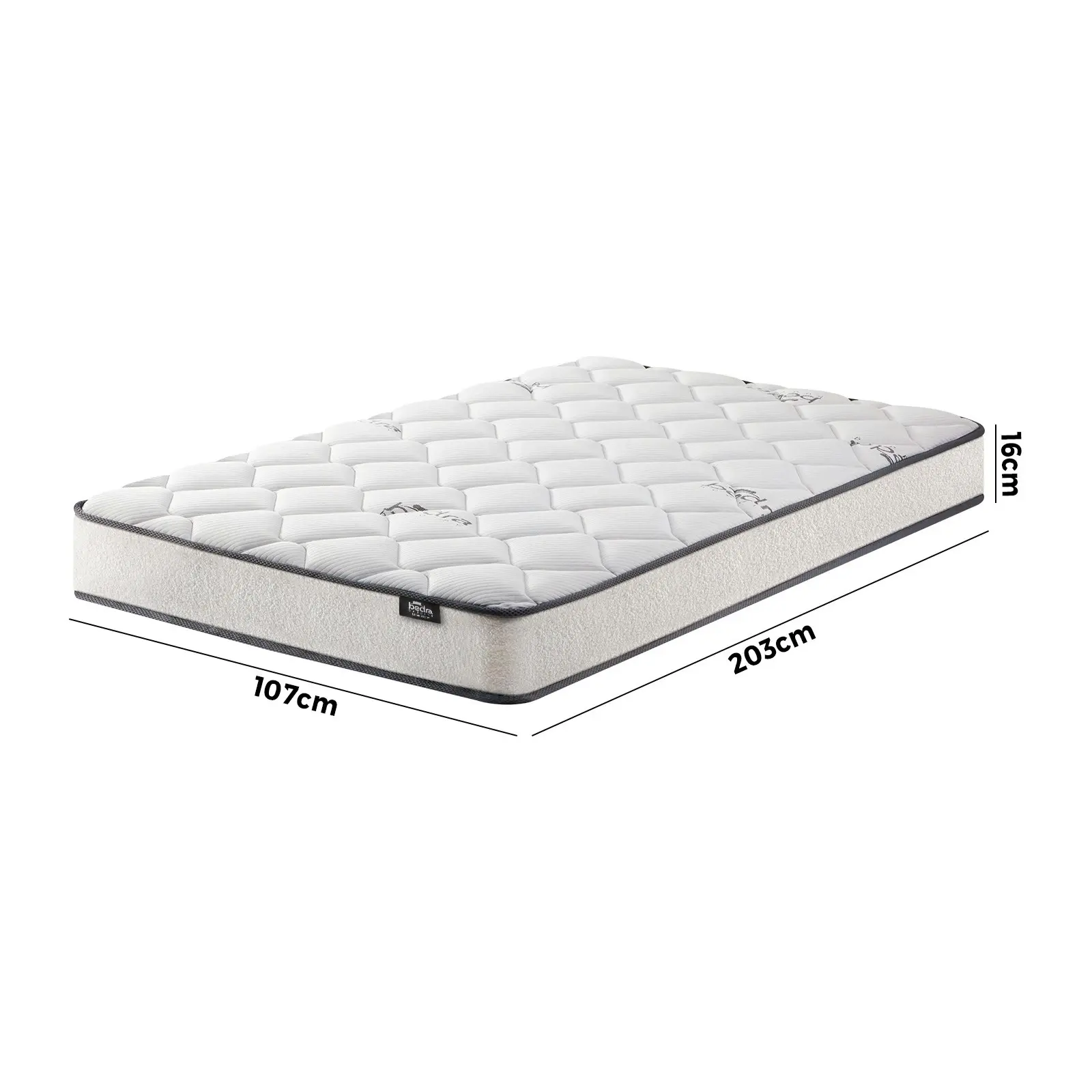 Bedra King Single Mattress Bed Medium Firm Foam Boucle Bonnell Spring 16cm